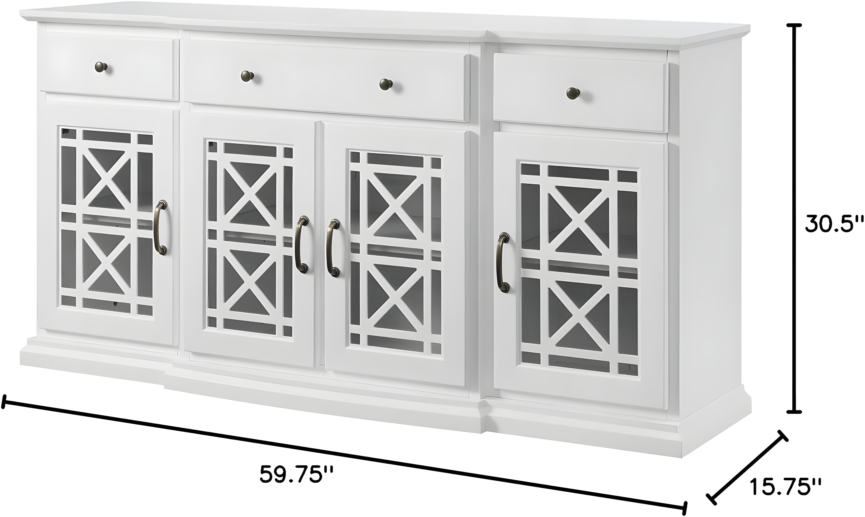 Walker Edison Traditional Fretwork TV Stand, White