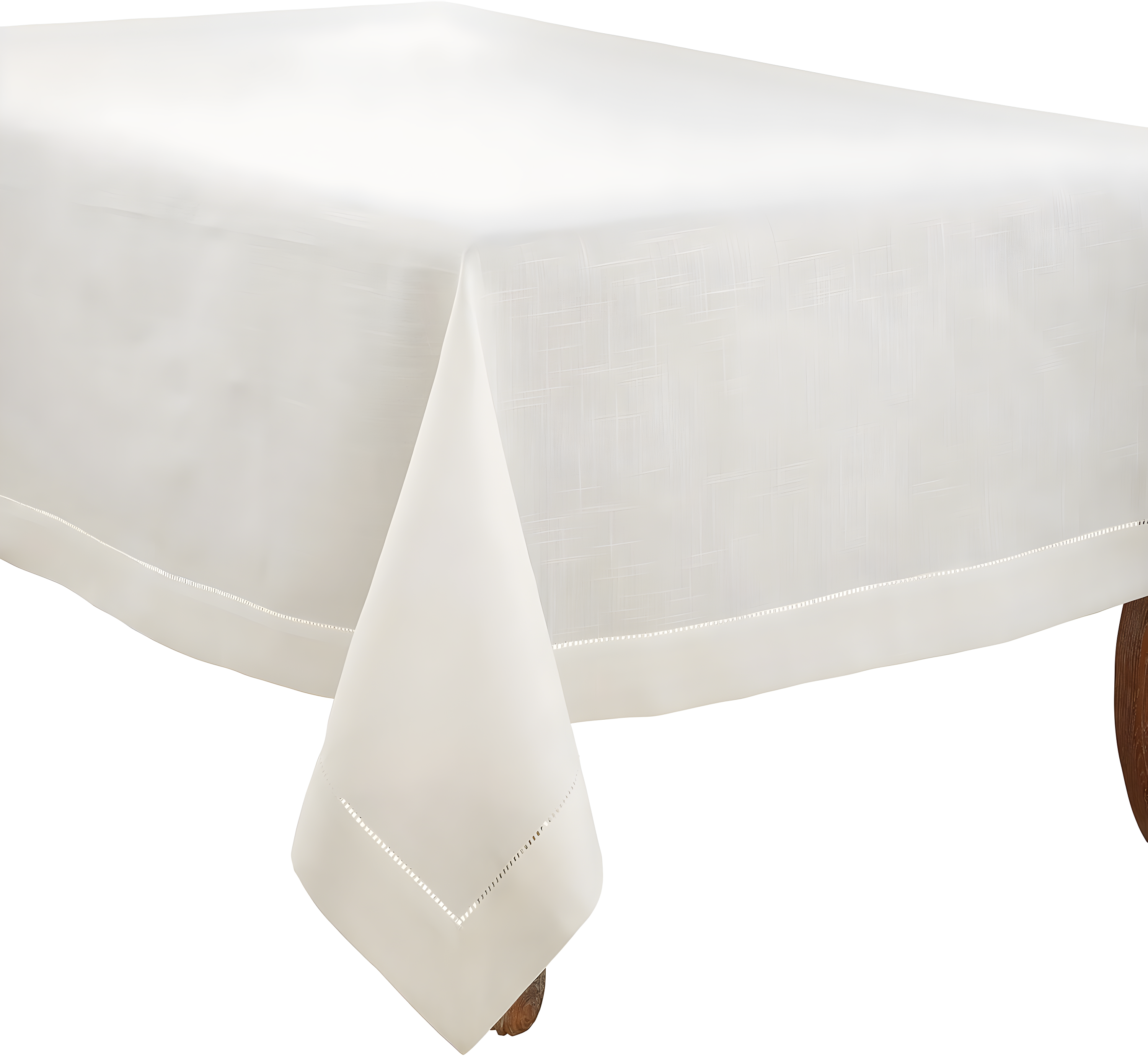 Saro Lifestyle Classic Hemstitch Border Tablecloth, Ivory, 70" x 104"