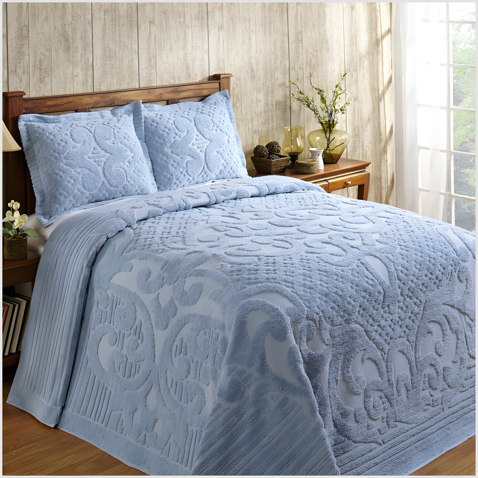 Better Trends Ashton 100% Cotton Chenille Bedspread with Medallion Pattern,  Soft & Breathable Coverlet, Luxurious Bedding for All Seasons, Machine Washable