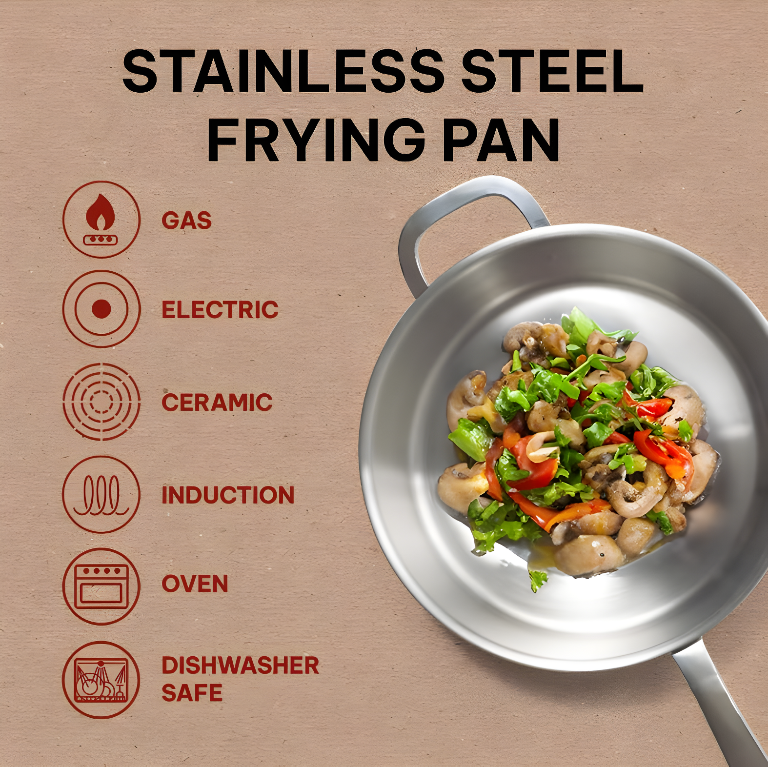 Alva Alva Maestro Premium 5-Ply Stainless Steel Frying Pan - Polished Stainless Steel