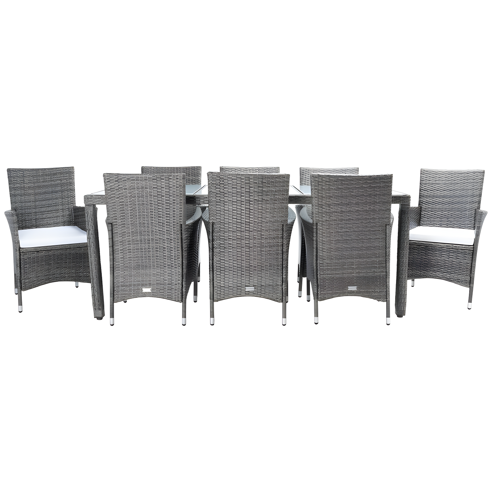 Safavieh Hailee 8 - Person Wicker Patio Dining Set with Rectangular Table , Cushions Included