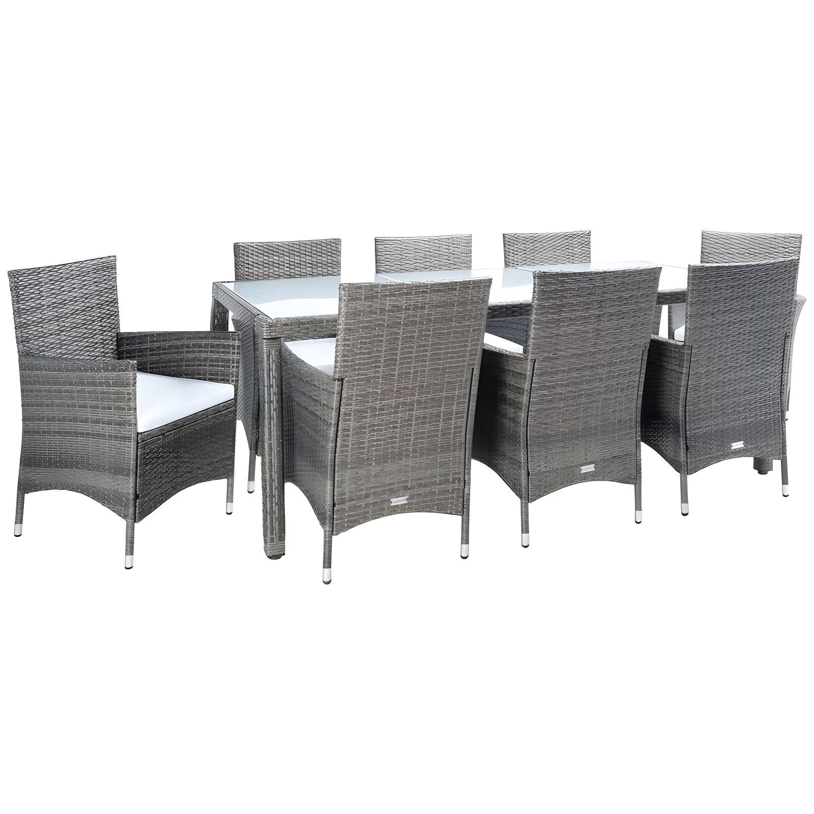 Safavieh Hailee 8 - Person Wicker Patio Dining Set with Rectangular Table , Cushions Included