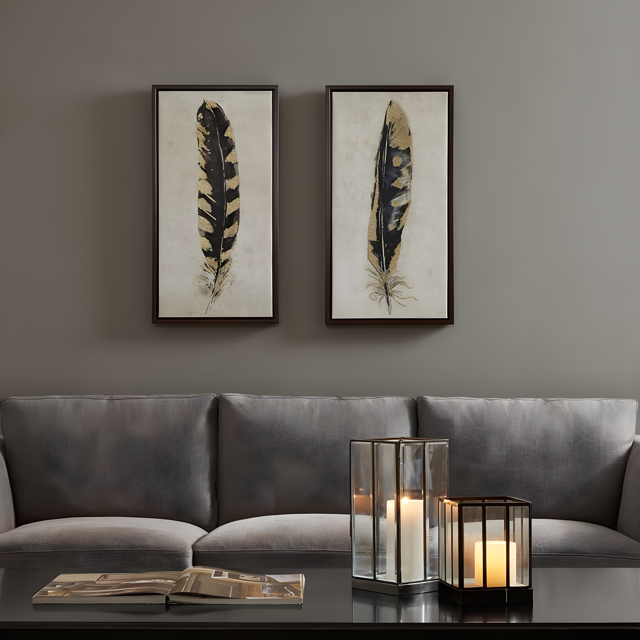 HLILish Gold Foil 2-Piece Canvas Wall Art Set