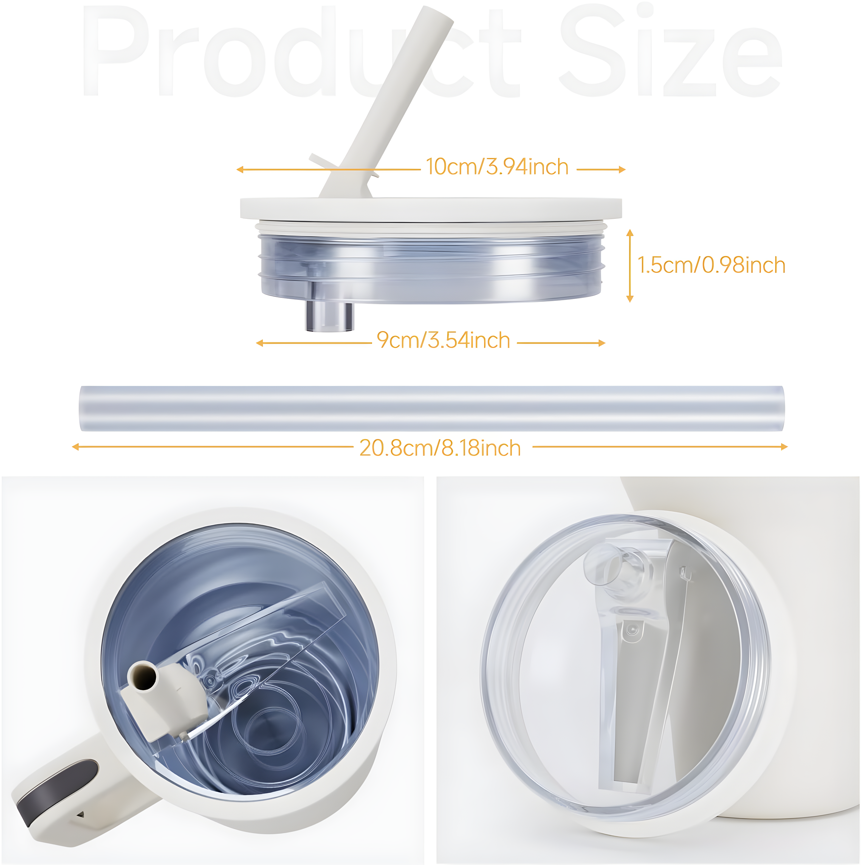 ANTAND 2 Pack 40 Oz Tumbler Flip Straw Lid Replacement Fit For Stanley Quencher, Leak Proof For Stanley Lid Replacement Spill Proof Reusable Tumbler Cover Compatible With 40oz Stanley Cup (Set of 2)