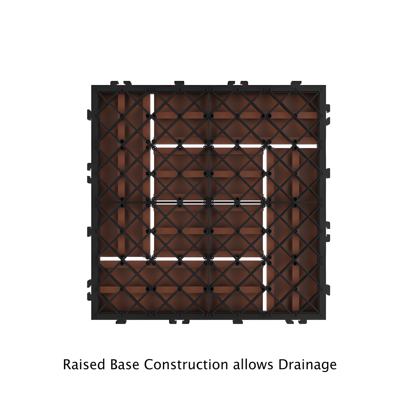 Pure Garden Deck Tiles - 24-Pack Wood Plastic Composite Interlocking Patio Tiles - Outdoor Flooring for Balcony, Porch, and Garage by Pure Garden (Set of 24)