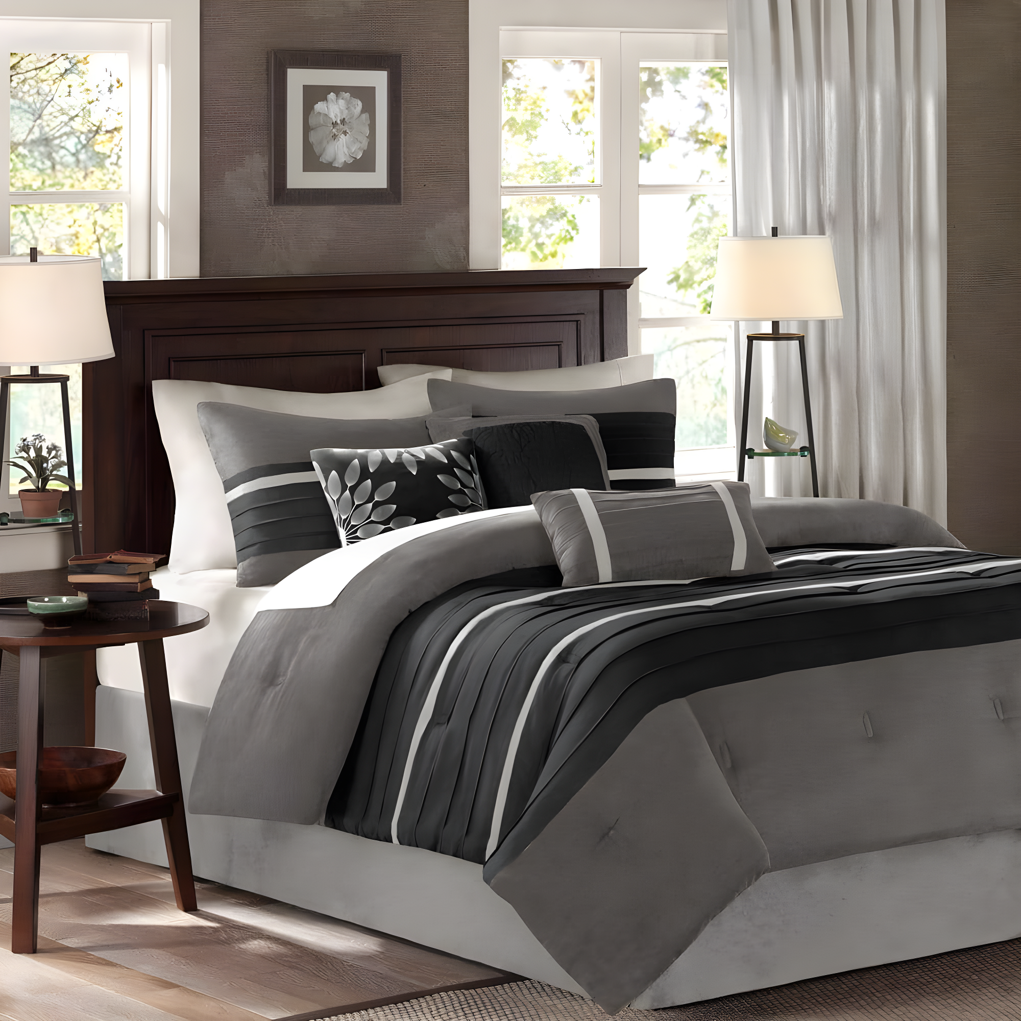 Madison Park Palmer 7 PC Pieced Faux Suede Comforter Set