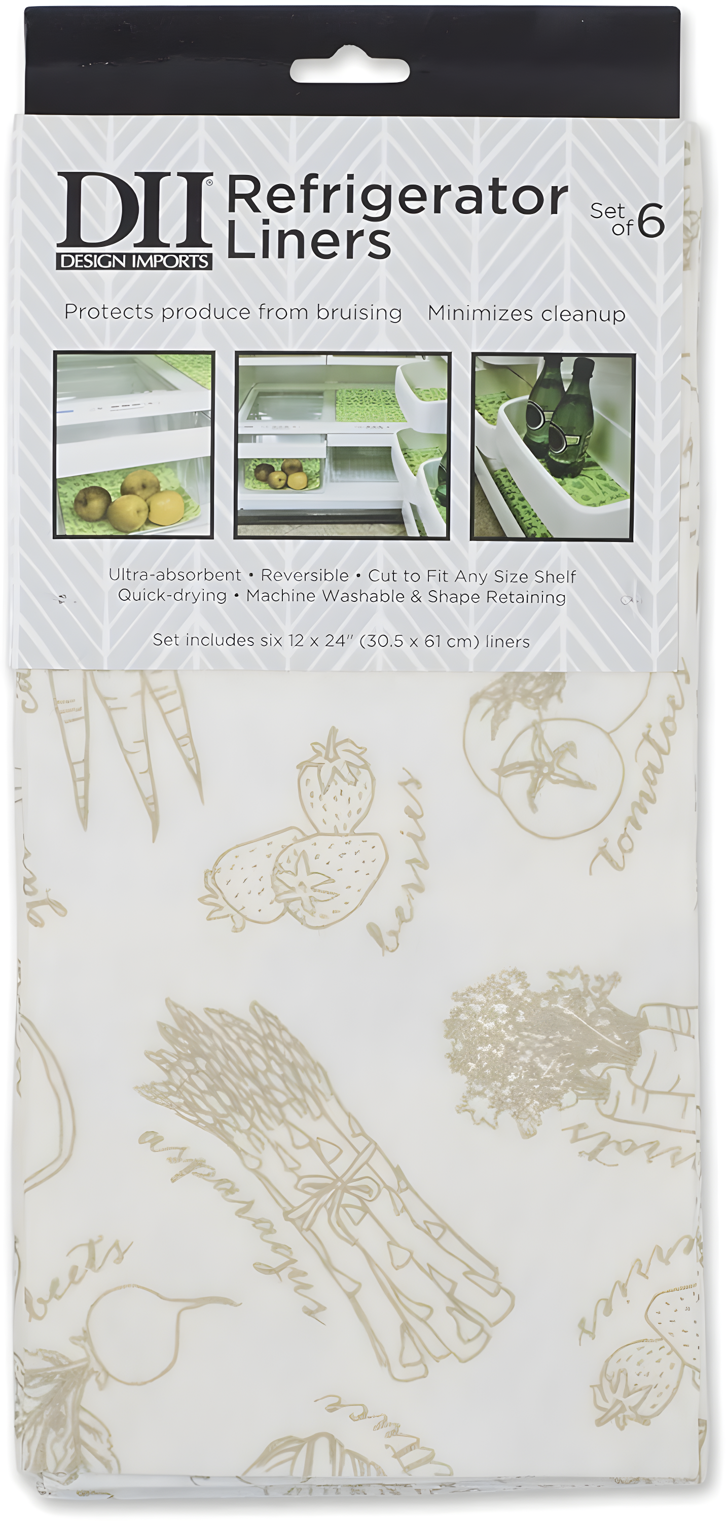 Cream Market Print Fridge Liner (Set of 6)