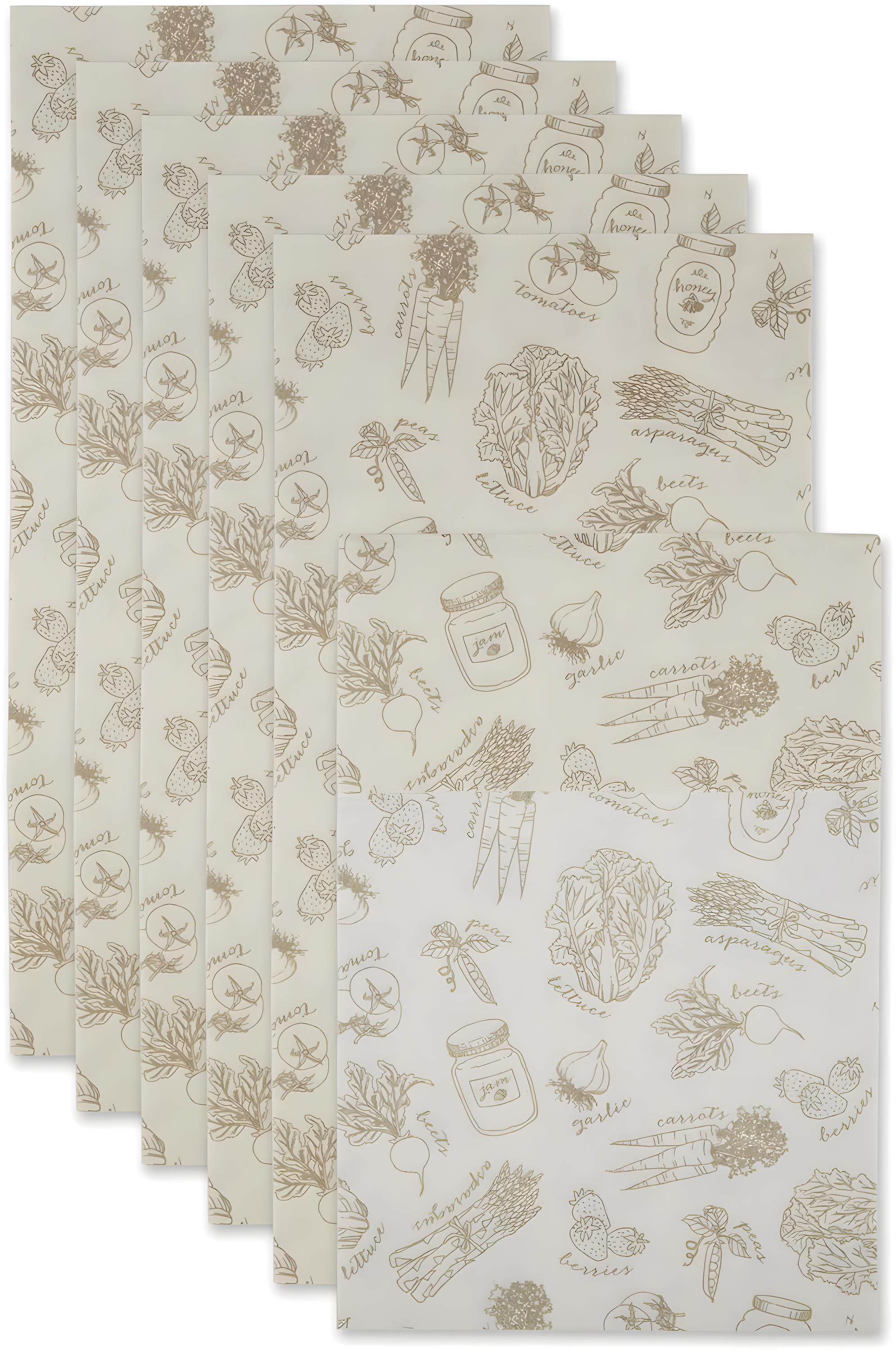 Cream Market Print Fridge Liner (Set of 6)