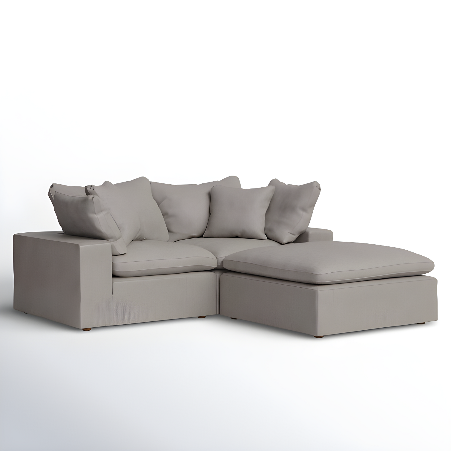 Chilton Nook Light Grey Tufted Modular Sectional with Ottoman