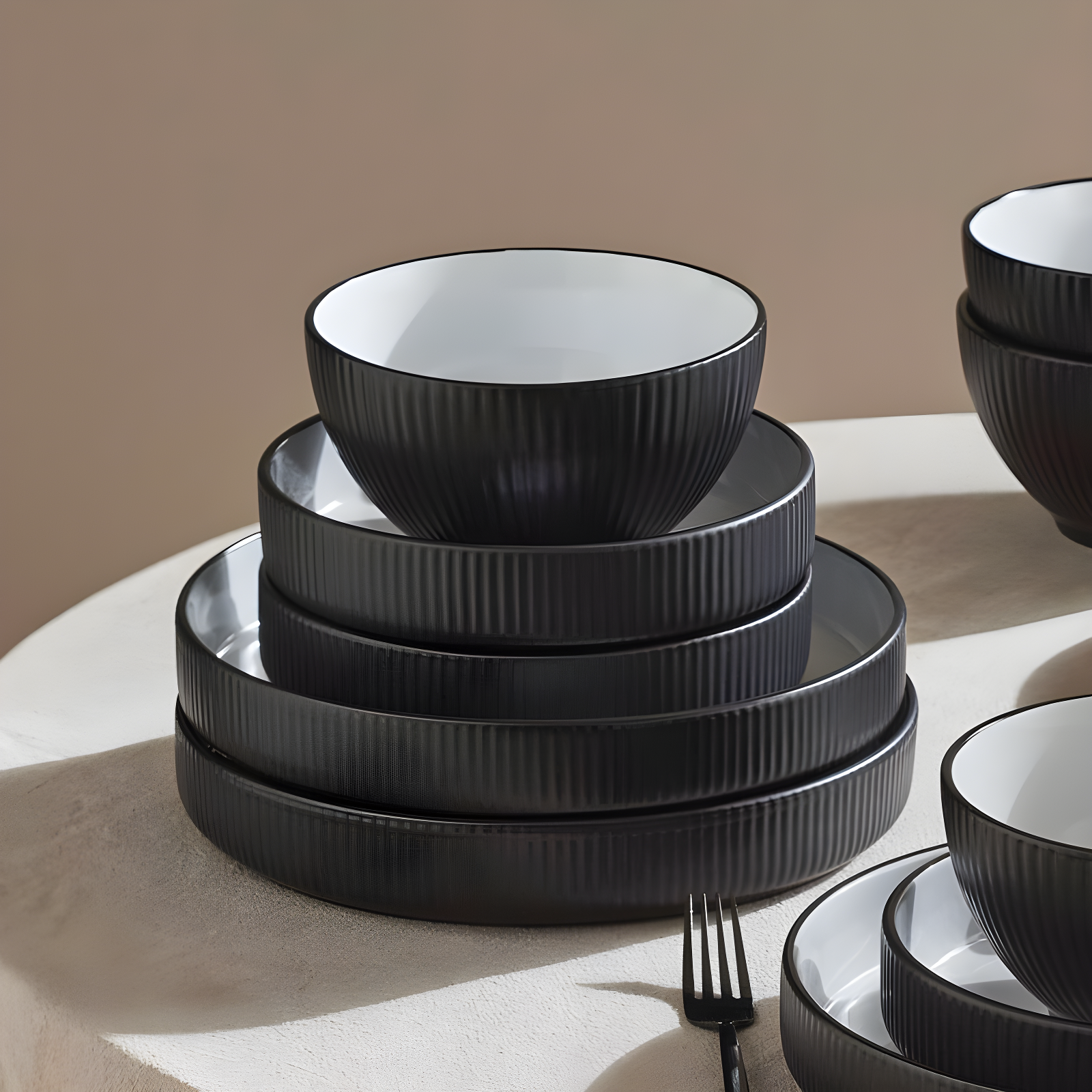Christian Siriano Christian Siriano Larosso 12-Piece Dinnerware Set with Dinner Bowls and Pasta Bowls, Stoneware