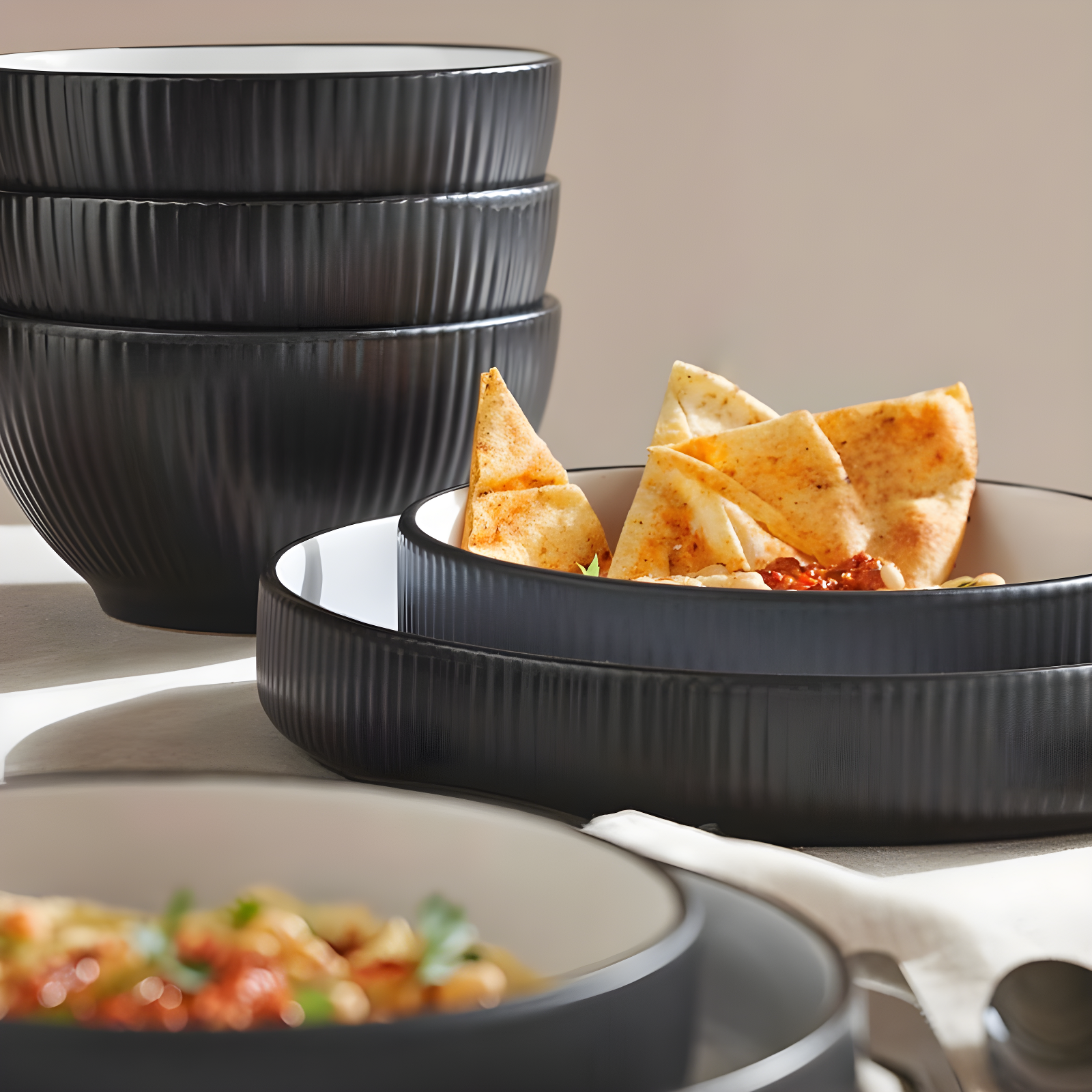 Christian Siriano Christian Siriano Larosso 12-Piece Dinnerware Set with Dinner Bowls and Pasta Bowls, Stoneware