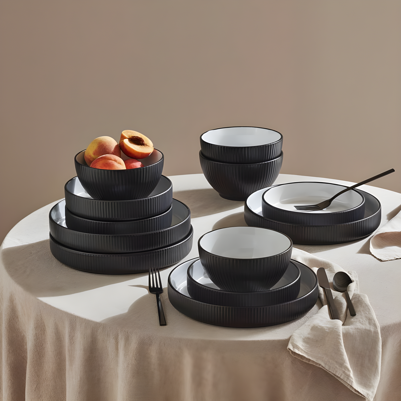 Christian Siriano Christian Siriano Larosso 12-Piece Dinnerware Set with Dinner Bowls and Pasta Bowls, Stoneware