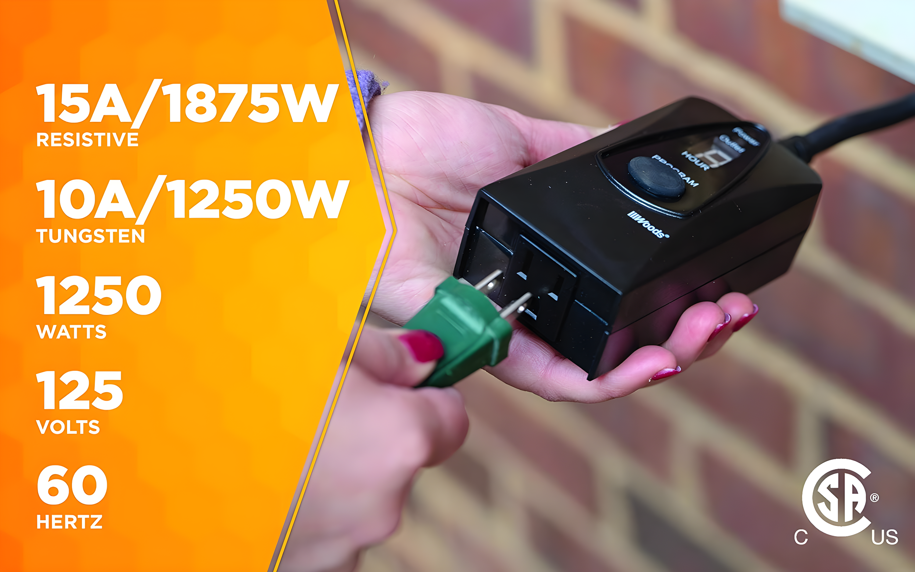 Woods 50013WD 24-Hour Dusk to Dawn Lighting Timer with Photocell and Digital Display