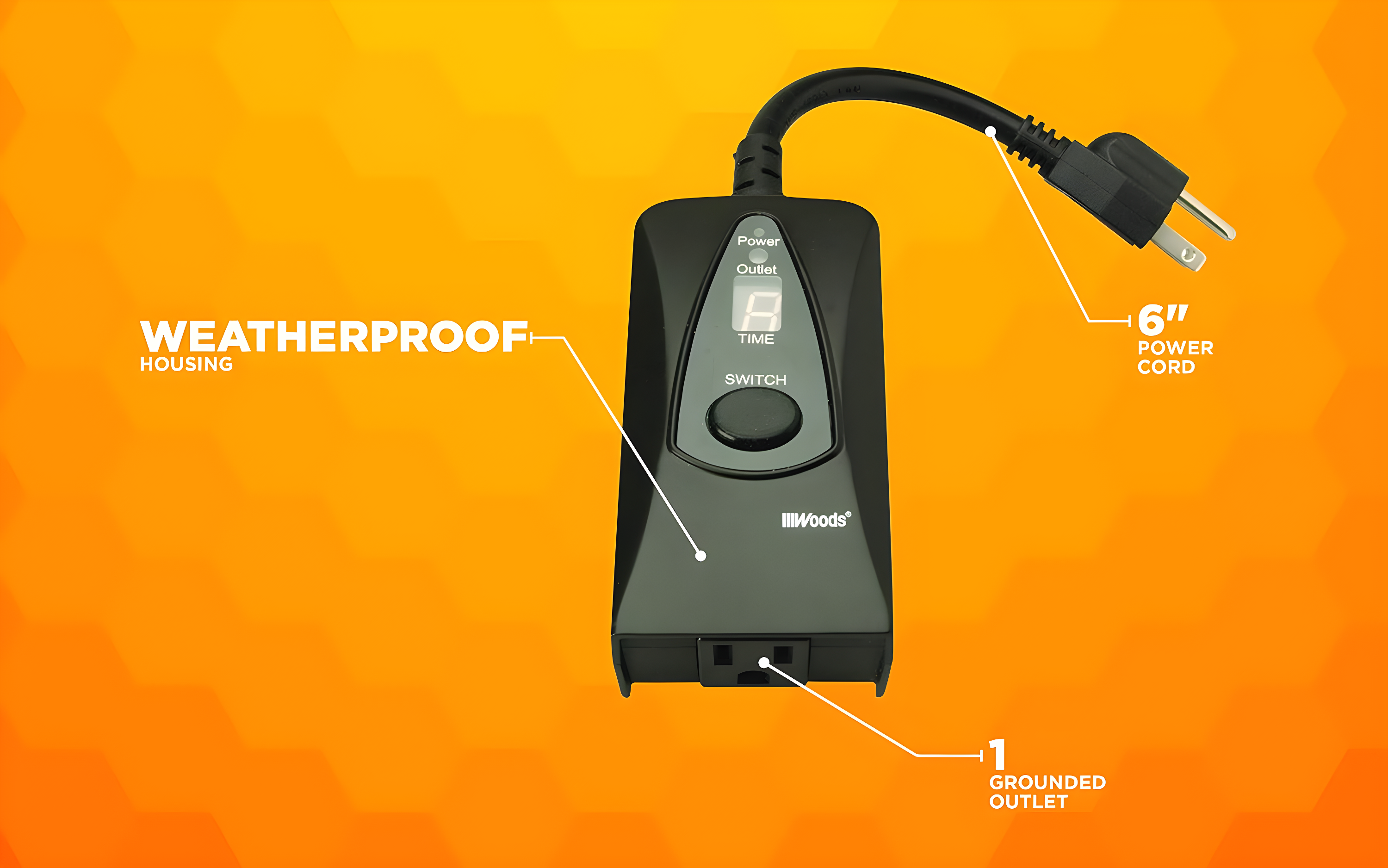 Woods 50013WD 24-Hour Dusk to Dawn Lighting Timer with Photocell and Digital Display