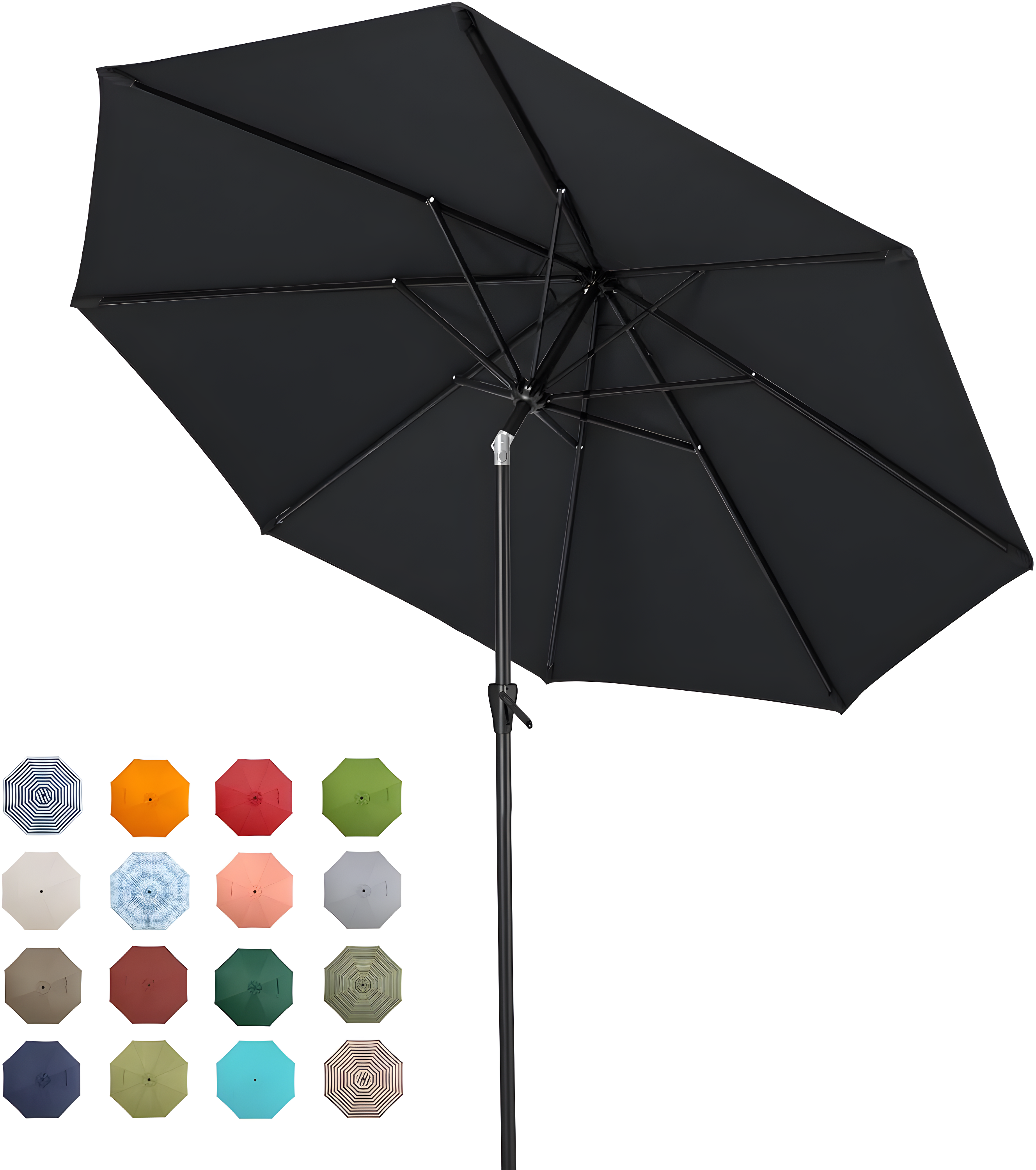 Tempera Patio Market Outdoor Table Umbrella with Push Button Tilt and Crank,Large Sun Umbrella with Sturdy Pole&Fade resistant canopy,Easy to set