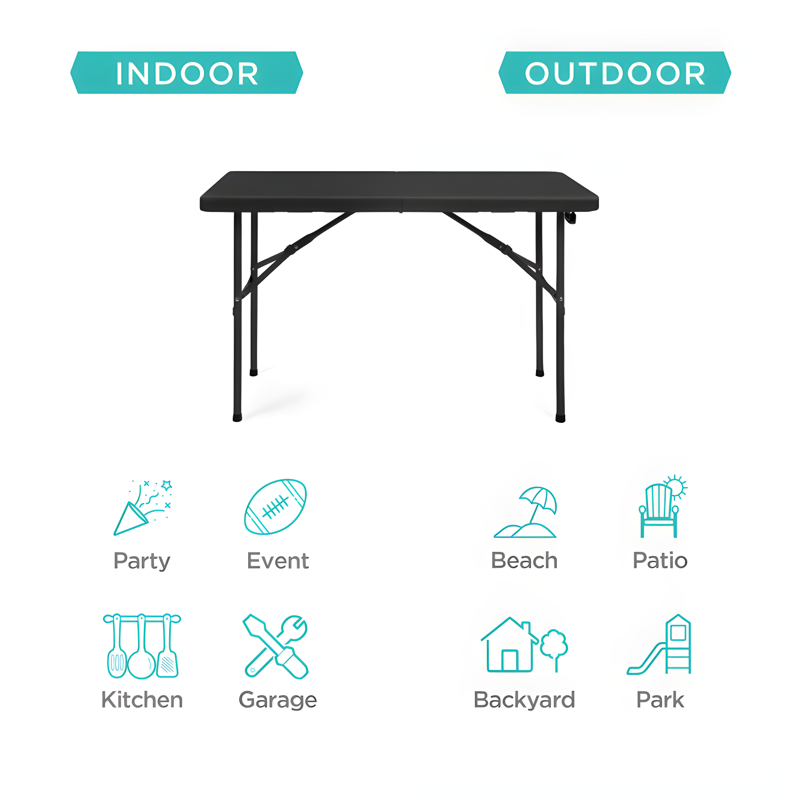 Best Choice Products Plastic Folding Table, Indoor Outdoor Heavy Duty Portable w/ Handle, Lock for Picnic