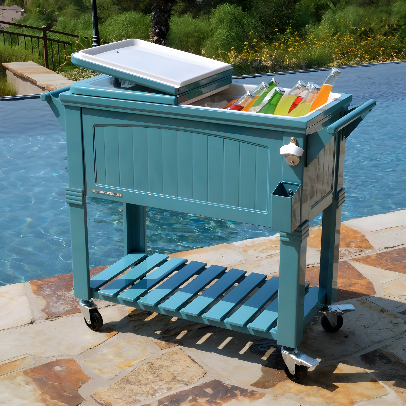 Permasteel 80 Qt. Furniture Style Rolling Patio Cooler