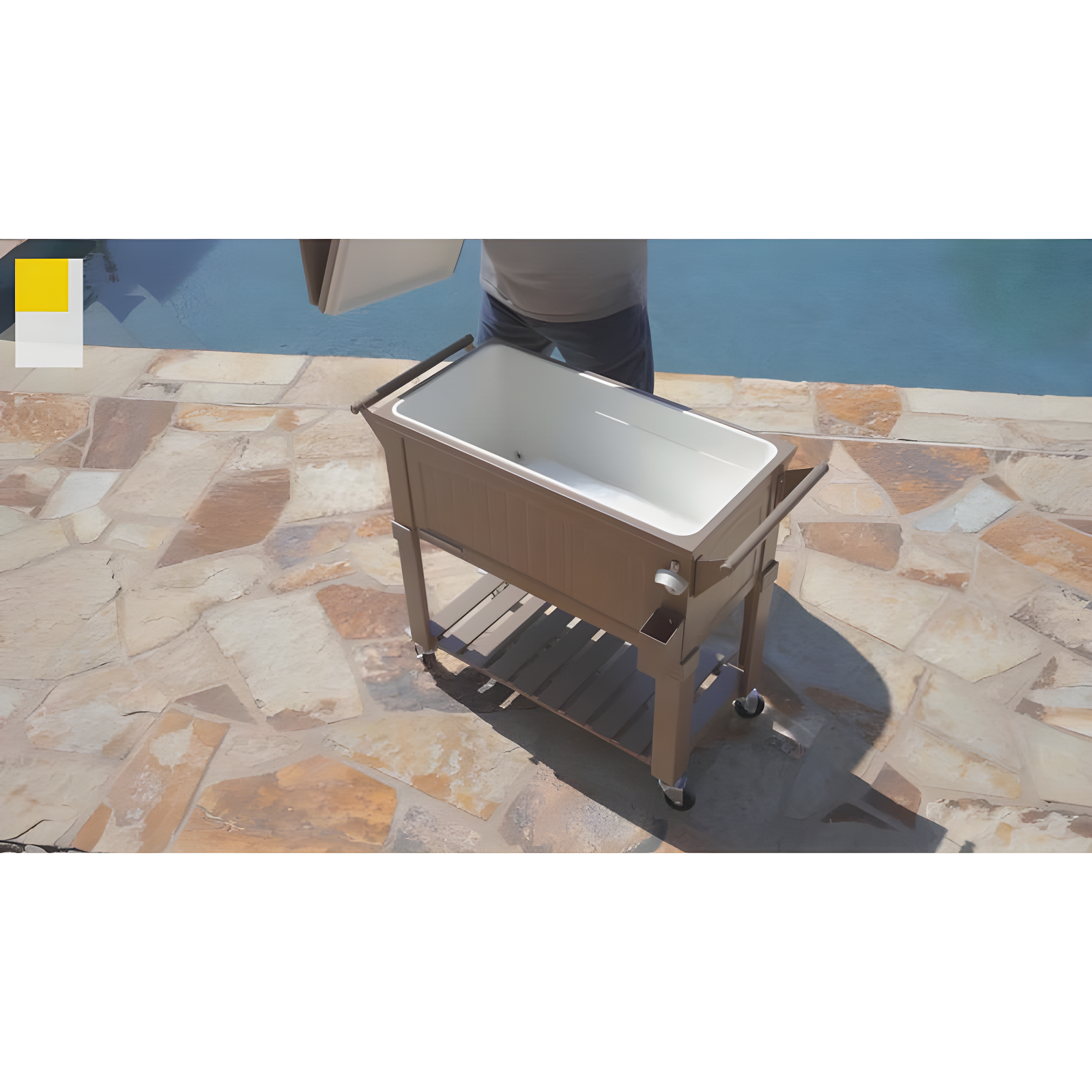 Permasteel 80 Qt. Furniture Style Rolling Patio Cooler