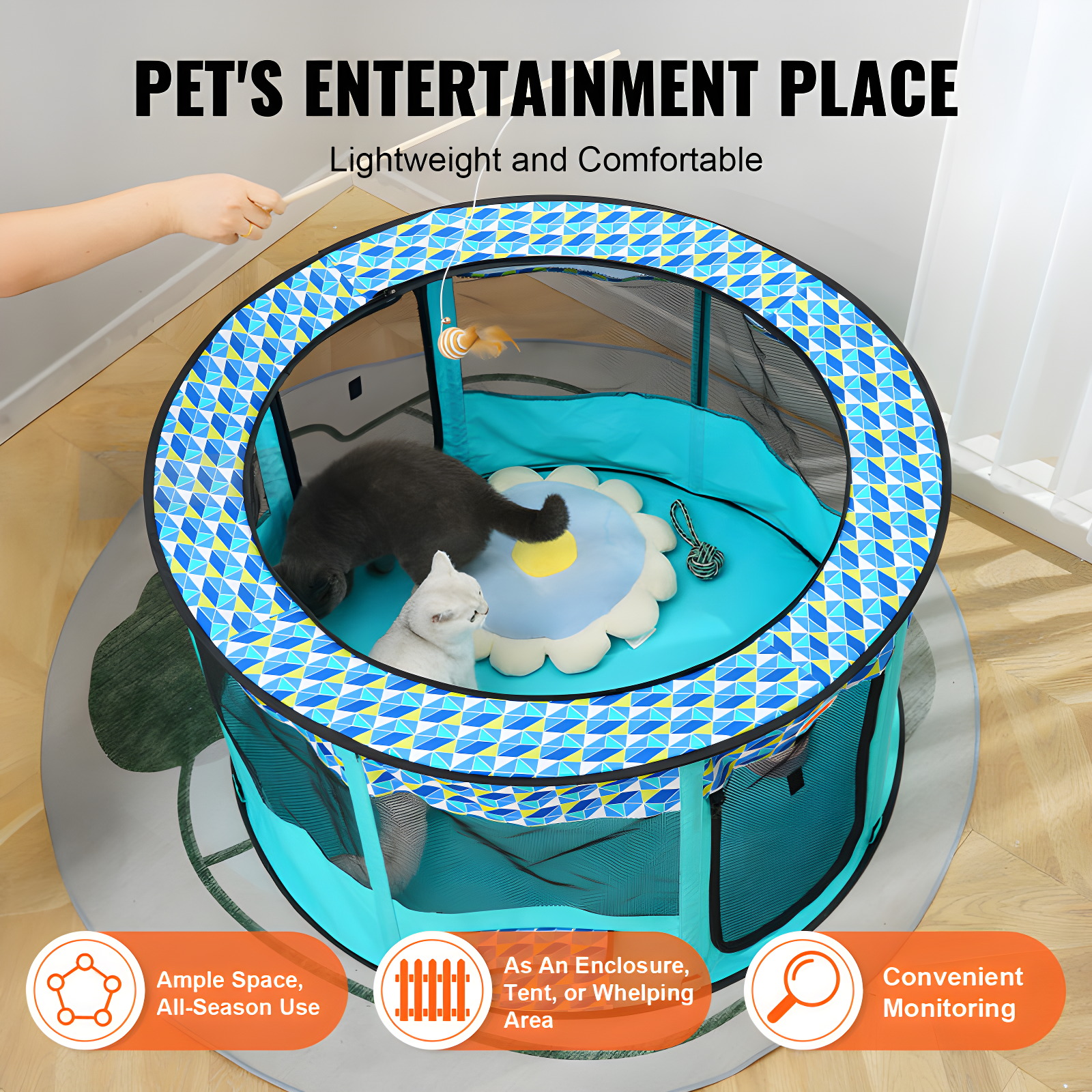 VEVOR 24'' H 4 Panel Fabric Exercise Pen With Door