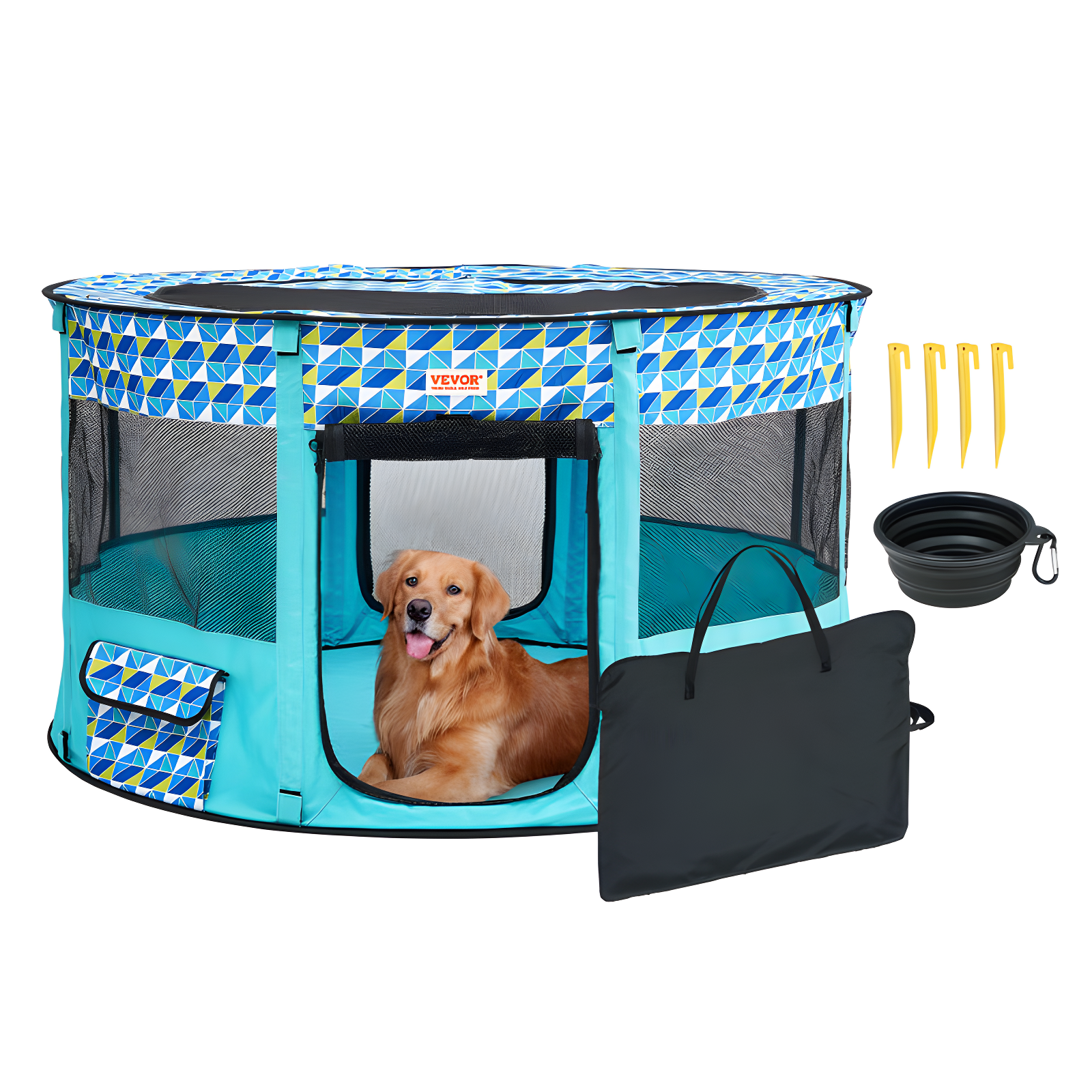 VEVOR 24'' H 4 Panel Fabric Exercise Pen With Door