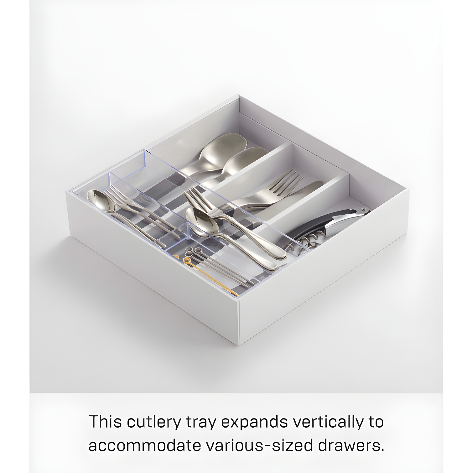 Tower Yamazaki Home Expandable Cutlery Drawer Organizer, Kitchen Storage Tray, Plastic, Expandable