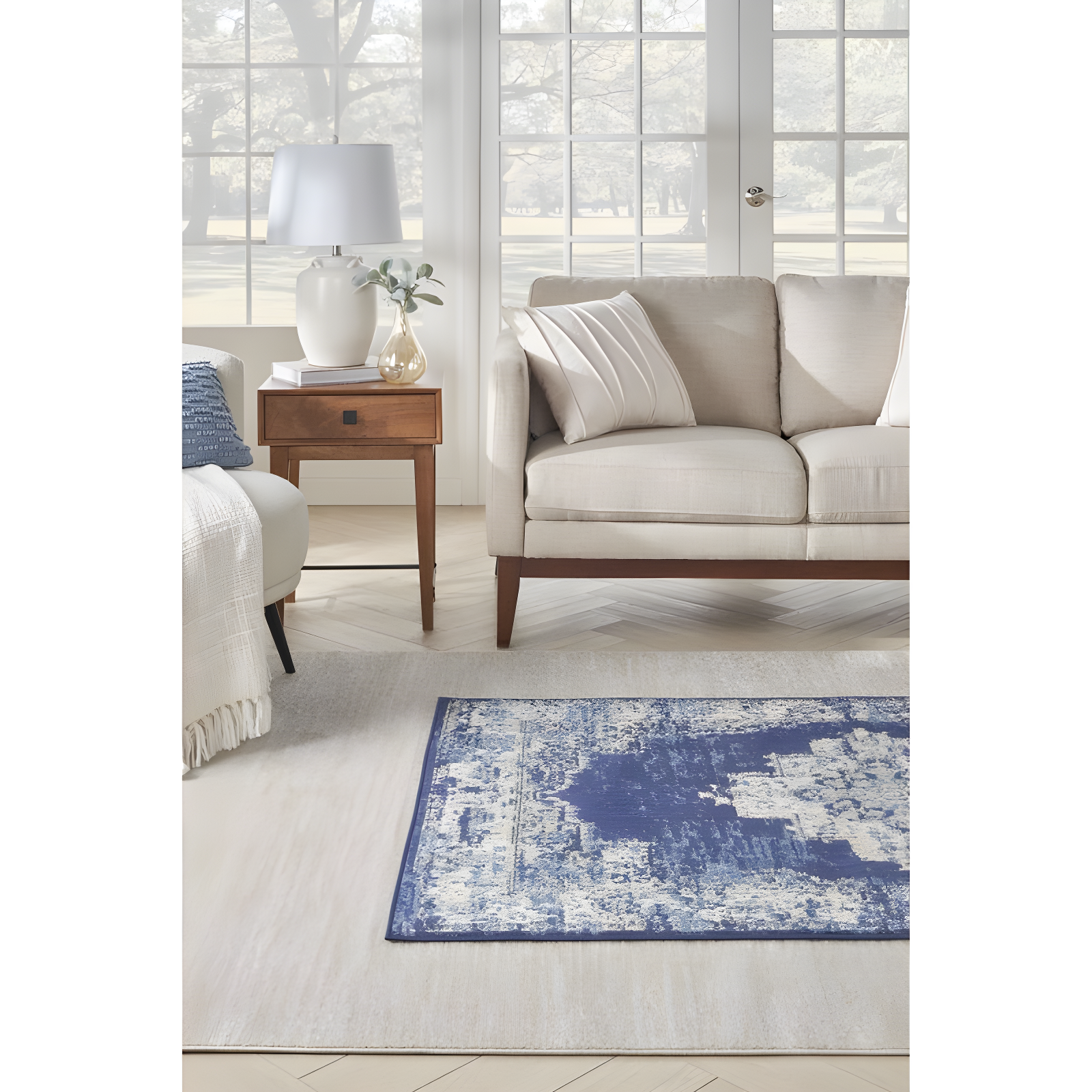 Nourison Essentials Easy Care Indoor Outdoor Area Rug - Ivory Beige 10' x 14'
