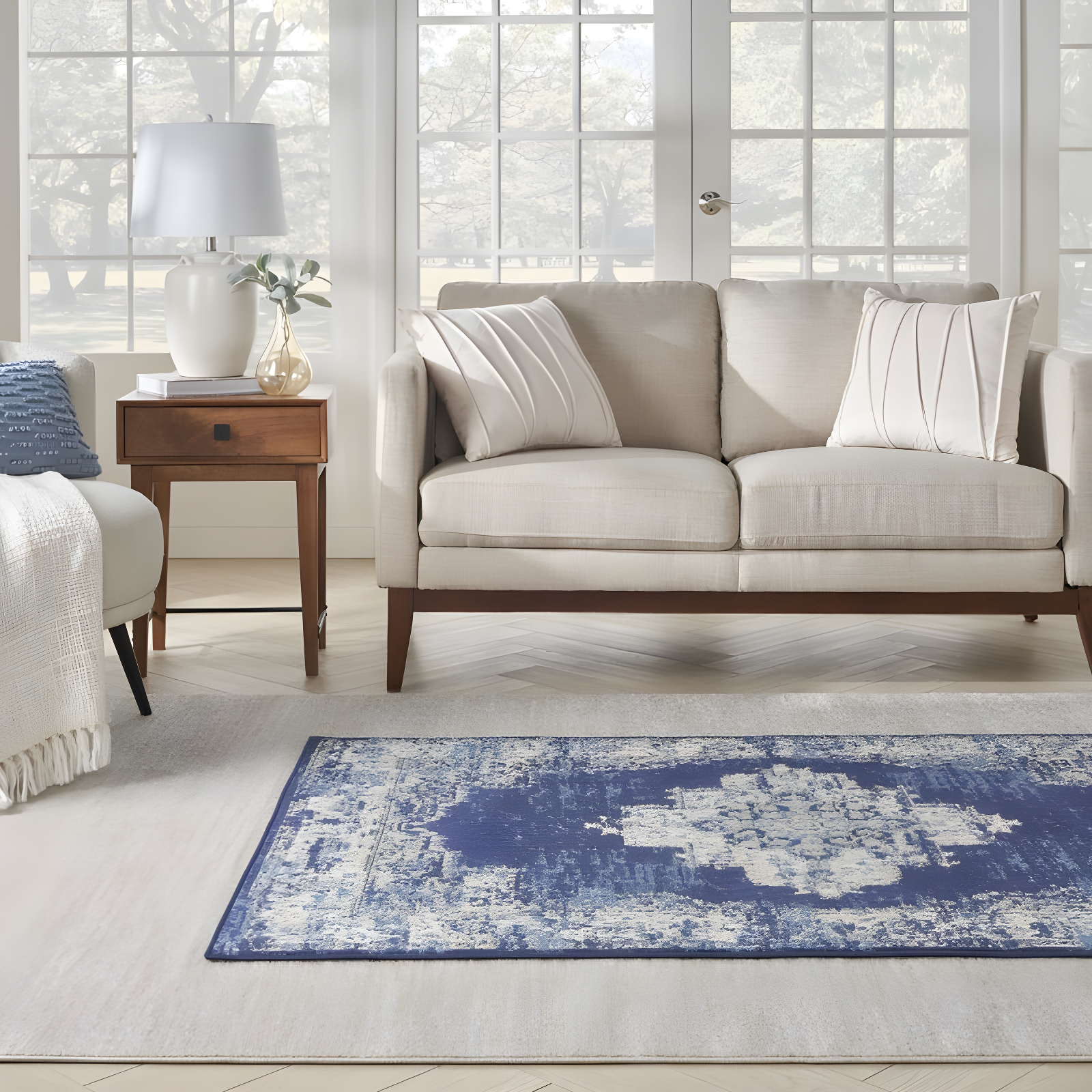 Nourison Essentials Easy Care Indoor Outdoor Area Rug - Ivory Beige 10' x 14'