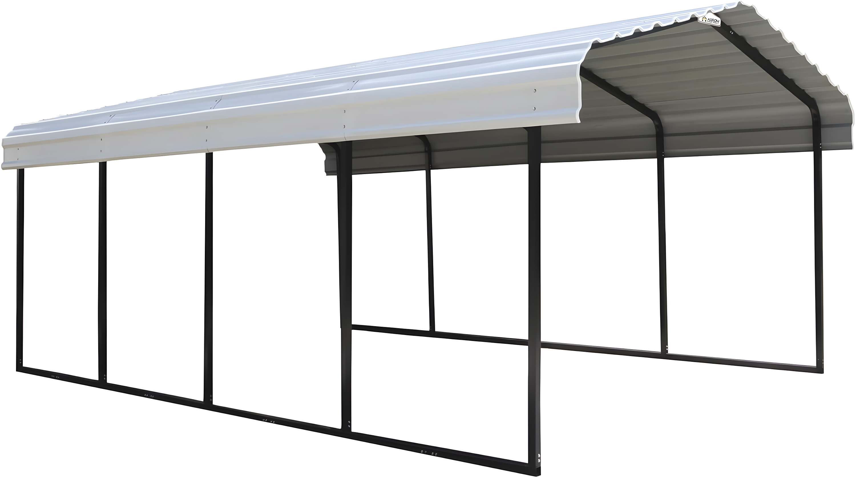 Arrow Steel Carport, 12 ft. x 20 ft. x 7 ft. Galvanized Black/Charcoal