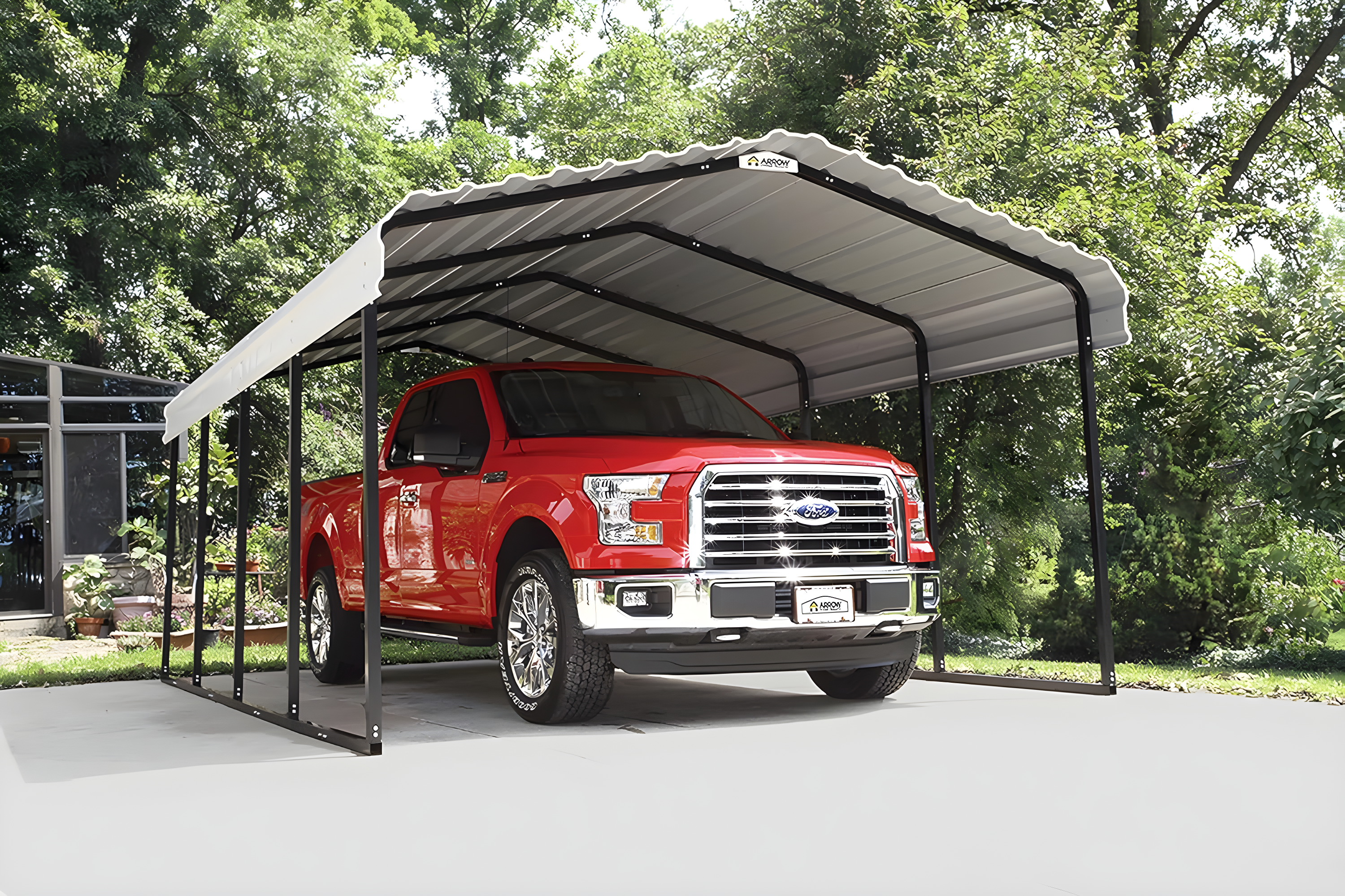 Arrow Steel Carport, 12 ft. x 20 ft. x 7 ft. Galvanized Black/Charcoal