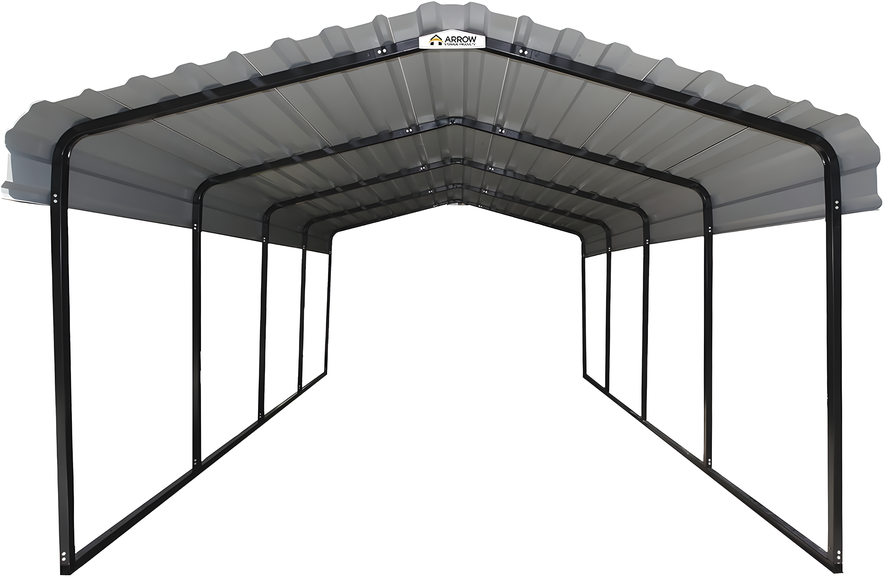 Arrow Steel Carport, 12 ft. x 20 ft. x 7 ft. Galvanized Black/Charcoal