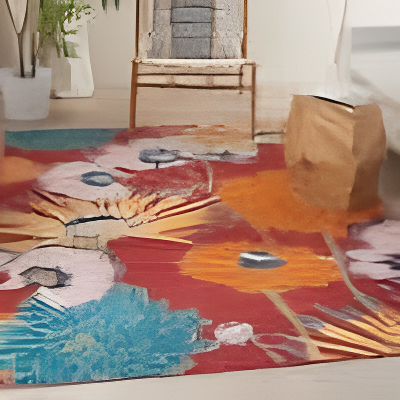 Nourison Allur Oversized Flowers Indoor Area Rug Red Multicolor 5'3" x 7'3"