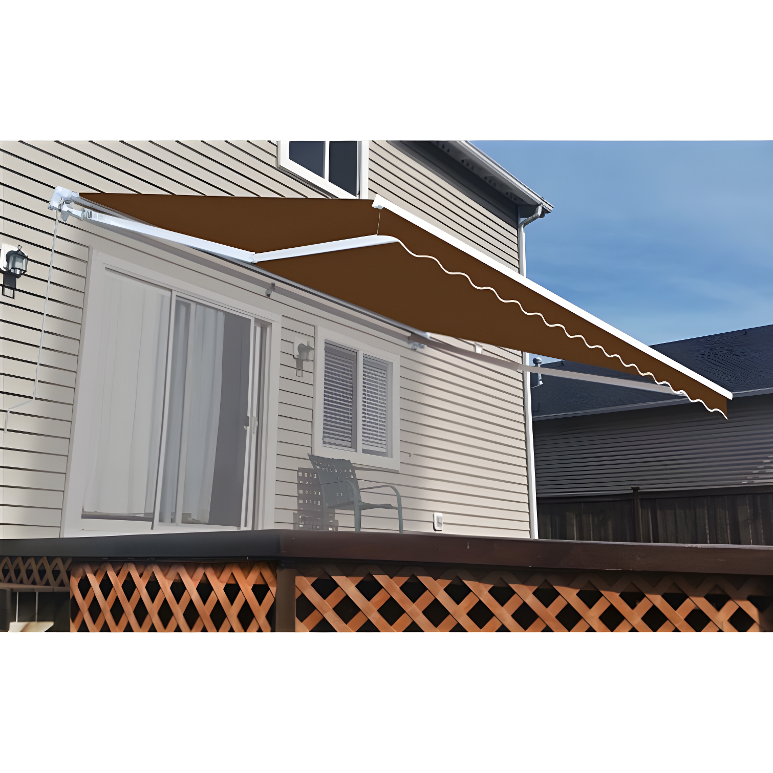 Motorized Retractable White Frame Patio Awning