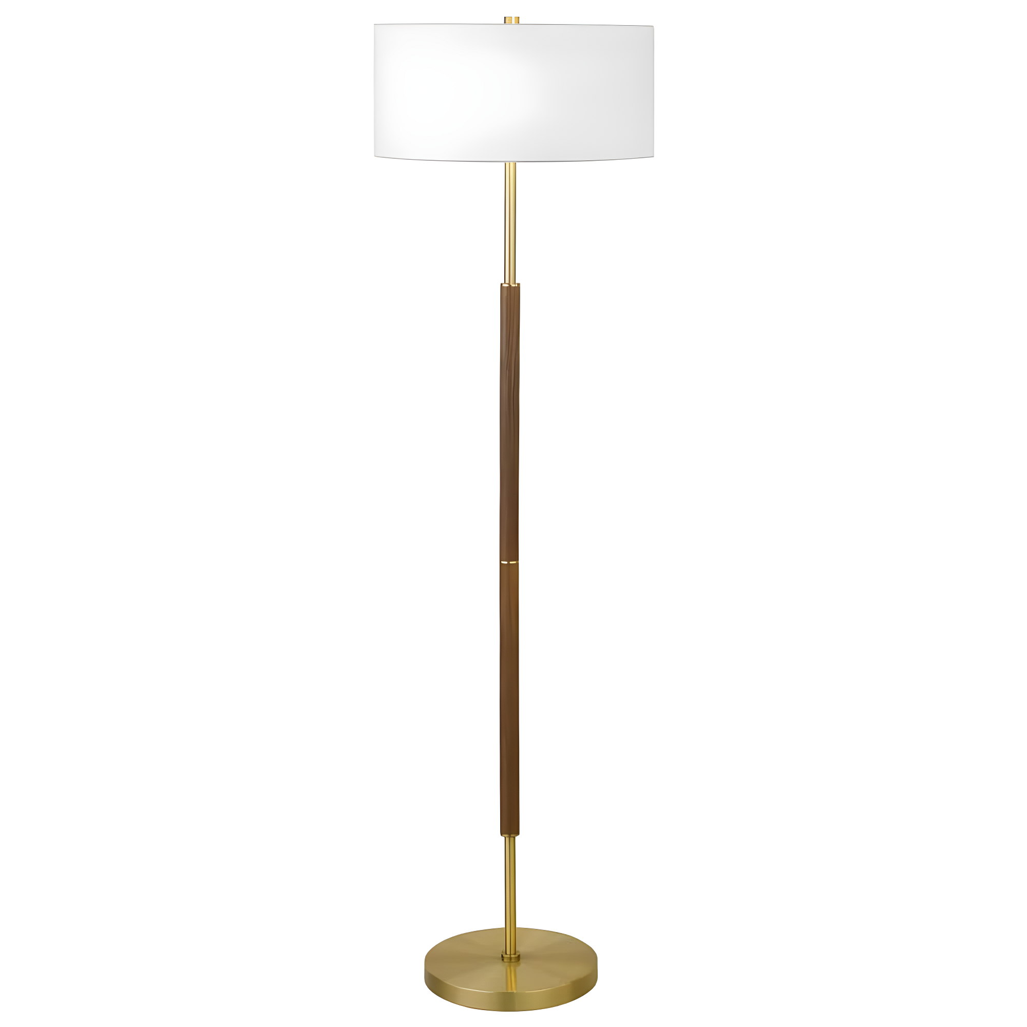 Evelyn&Zoe Contemporary Rustic Oak and Brass 2-Bulb Floor Lamp