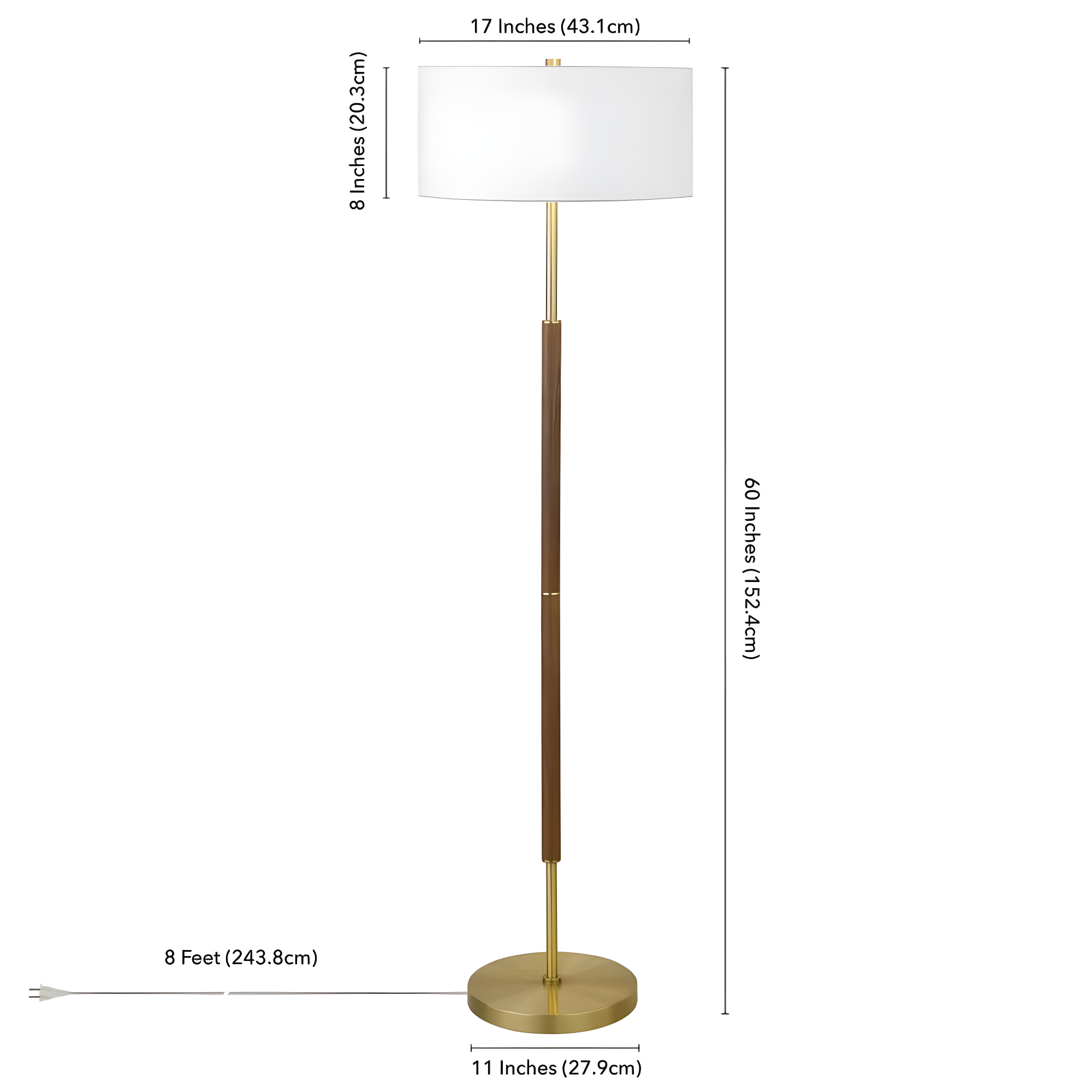 Evelyn&Zoe Contemporary Rustic Oak and Brass 2-Bulb Floor Lamp