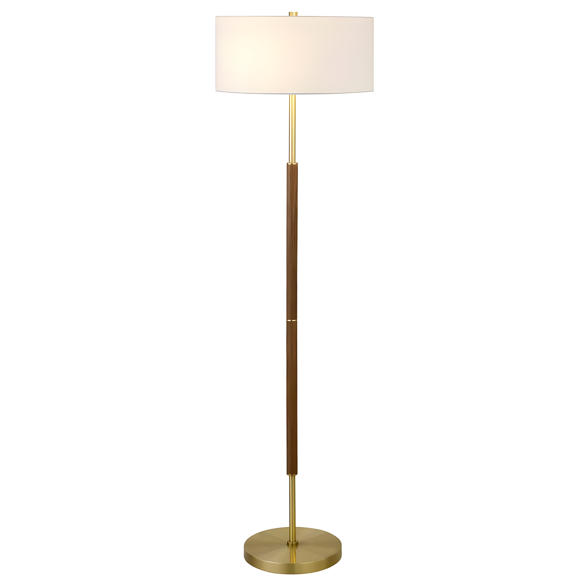 Evelyn&Zoe Contemporary Rustic Oak and Brass 2-Bulb Floor Lamp