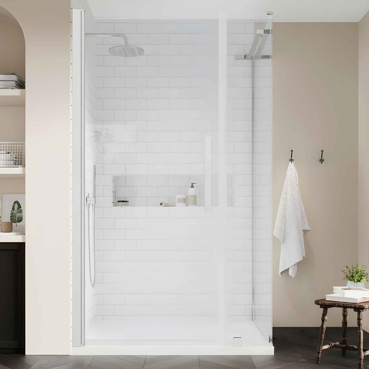 Endless Pasadena 40" W x 72" H Corner Frameless Shower Kit, Door, Base