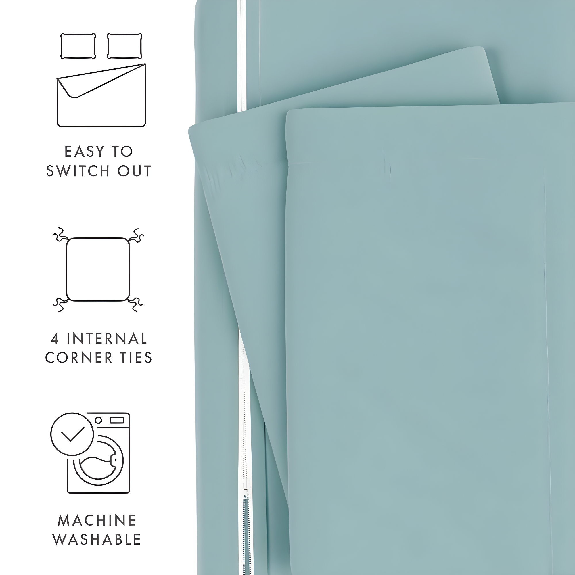 Duvet Cover Set Super Soft Microfiber Bedding in Solid Colors