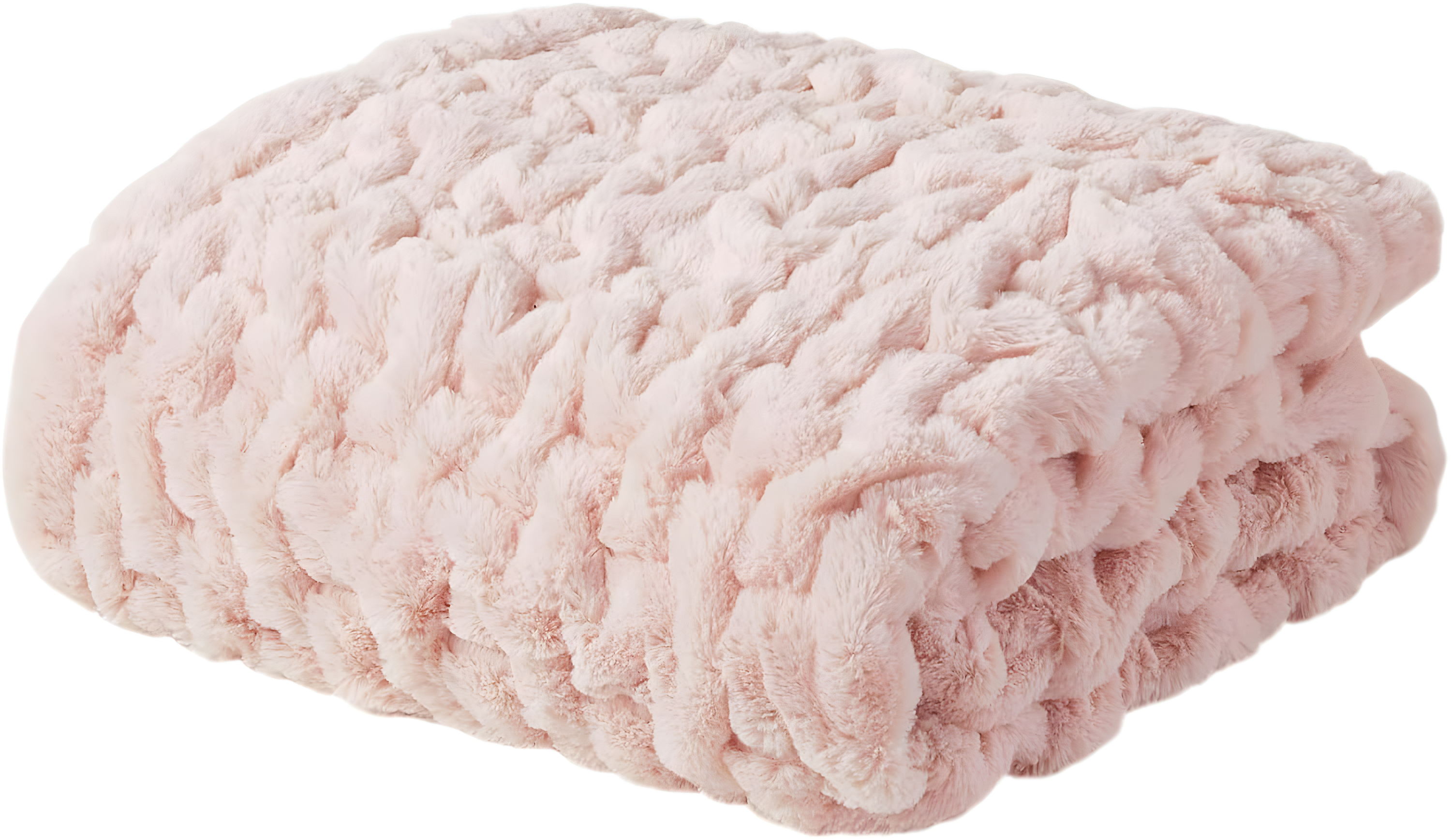 Madison Park Blush Ruched Fur Throw 50x60"