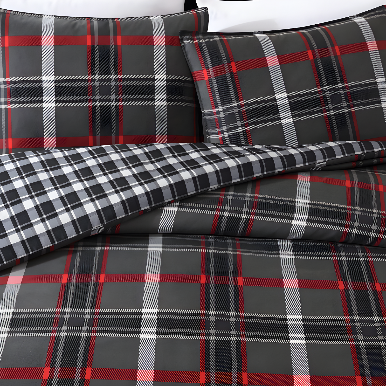 Eddie Bauer Eddie Bauer Willow Plaid Reversible Grey Duvet Cover Set