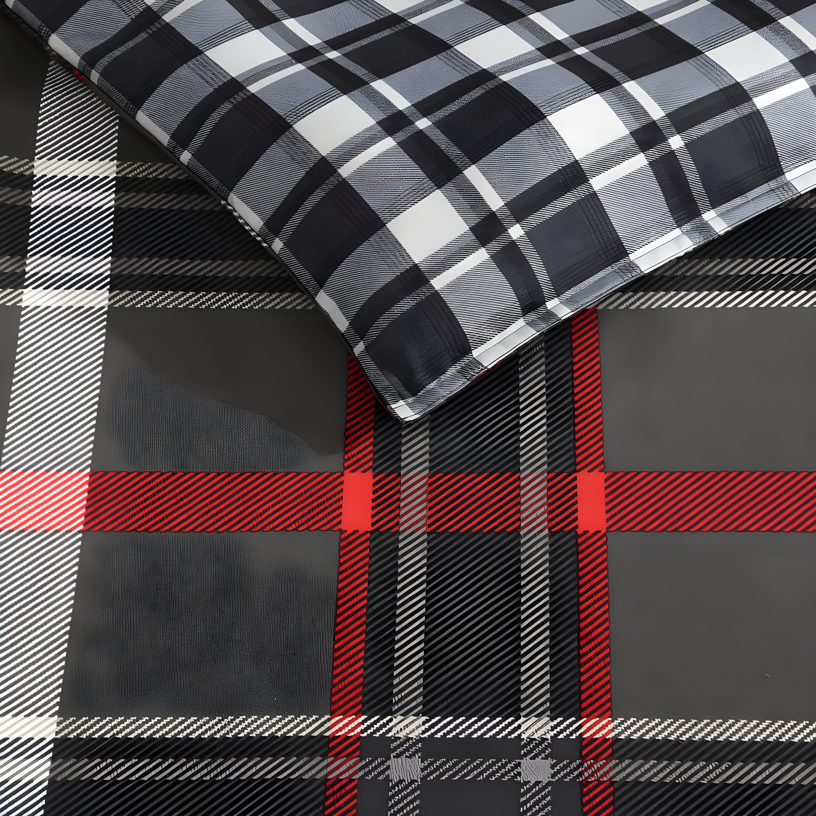 Eddie Bauer Eddie Bauer Willow Plaid Reversible Grey Duvet Cover Set