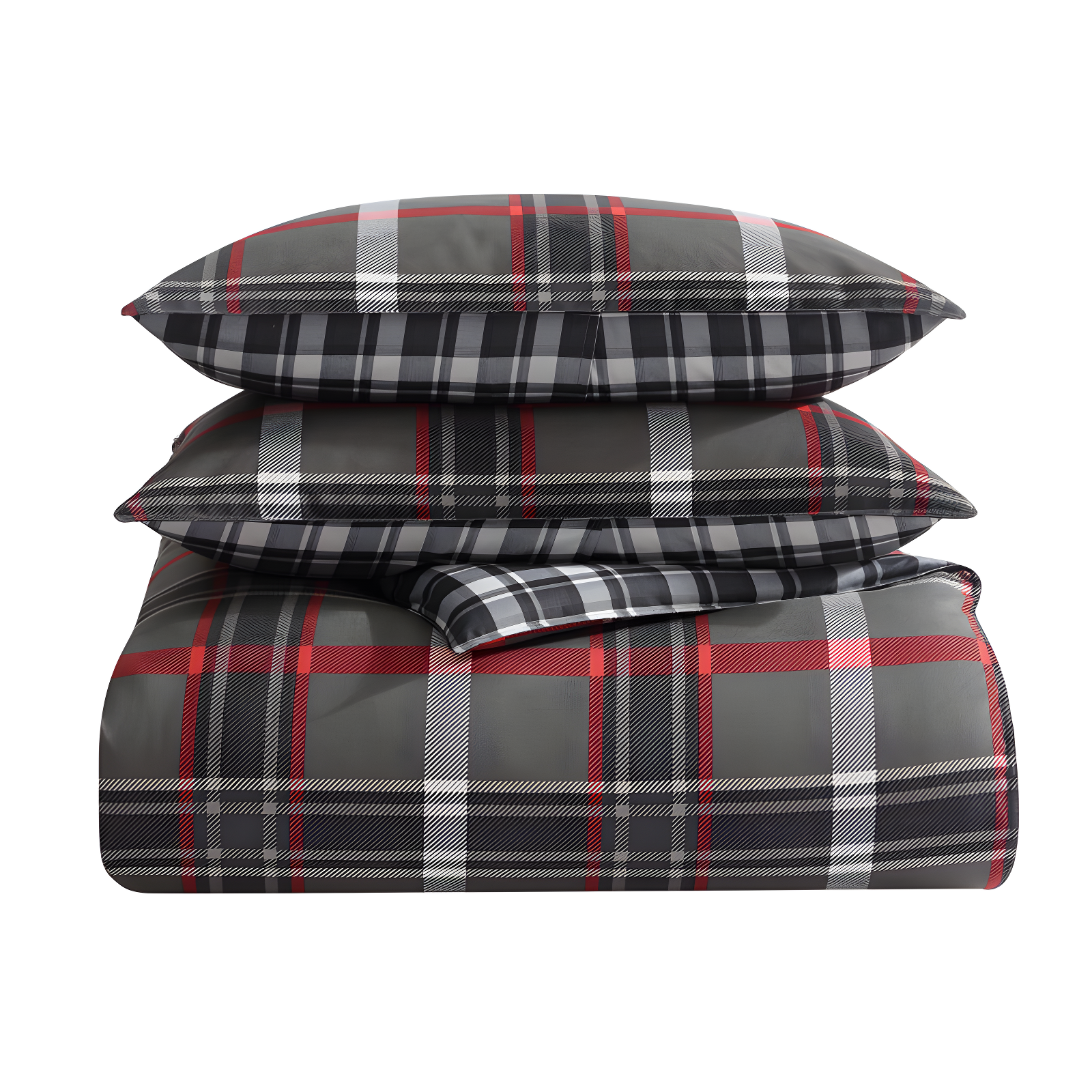 Eddie Bauer Eddie Bauer Willow Plaid Reversible Grey Duvet Cover Set