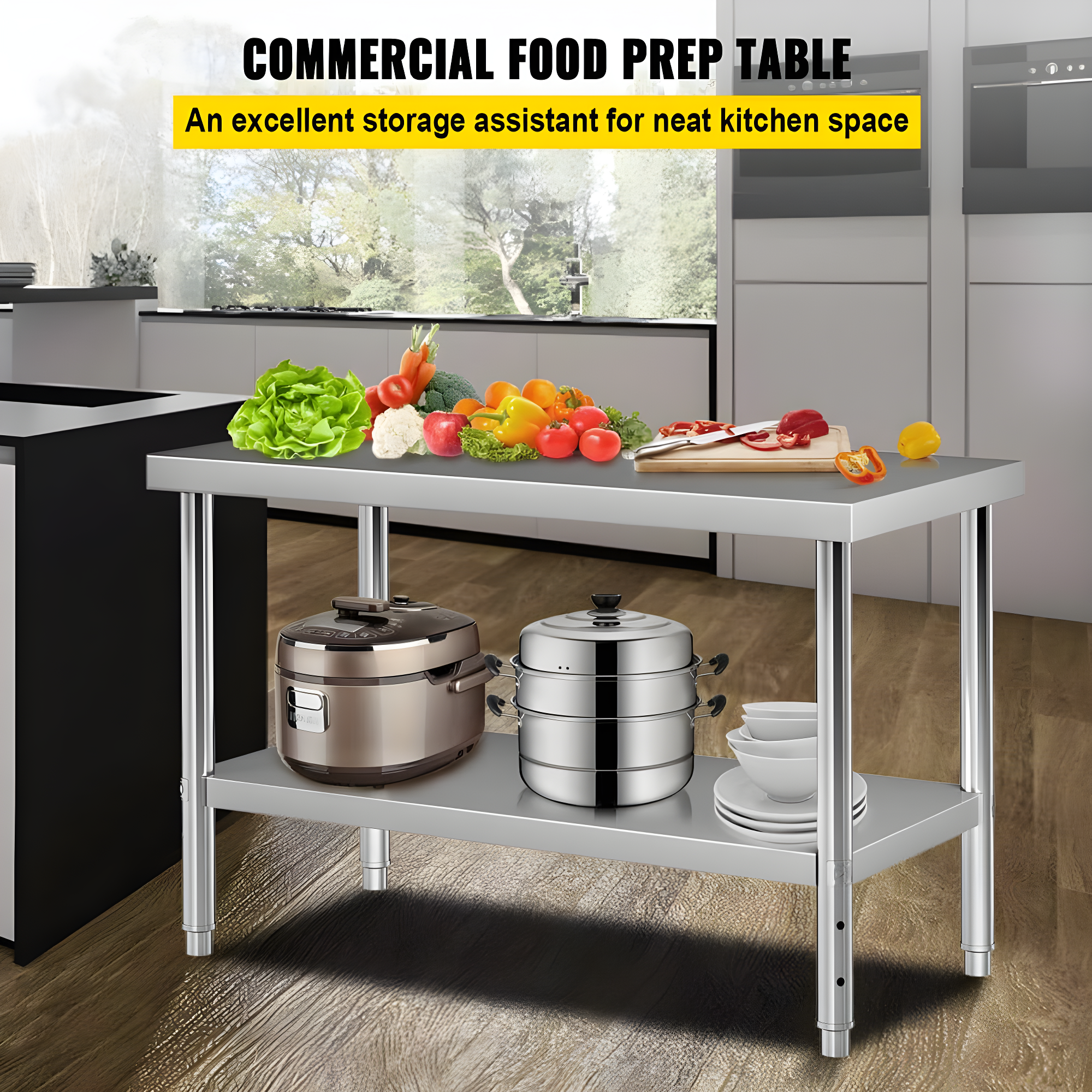 Prep & Savour Demnan Metal Top Workbench