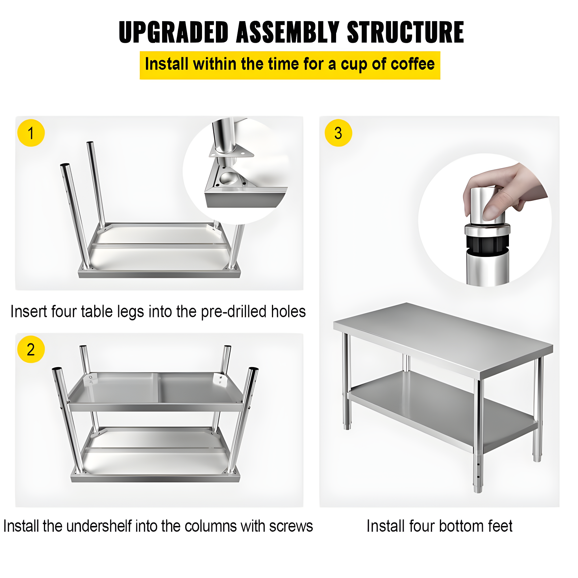 Prep & Savour Demnan Metal Top Workbench