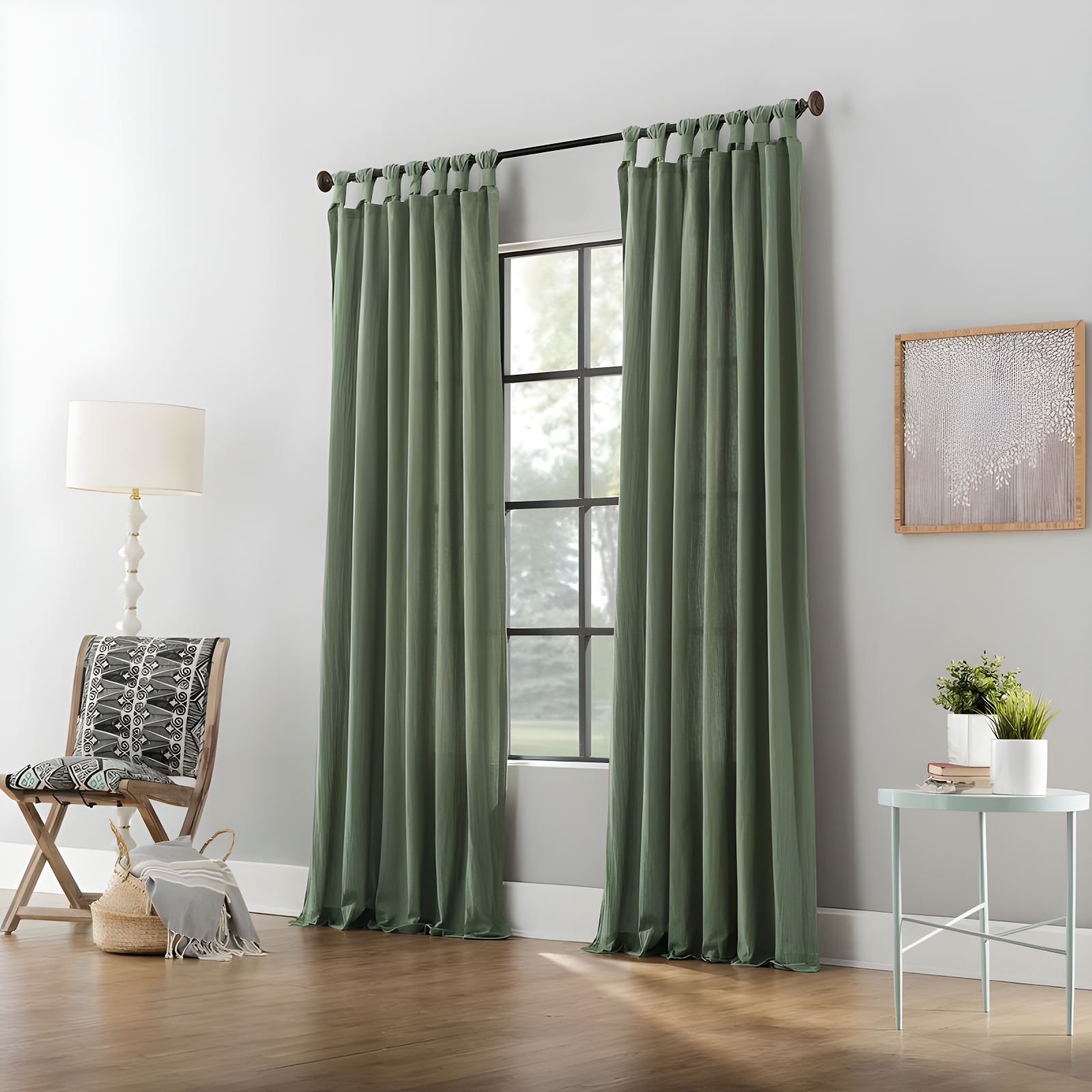 52"x84" Archaeo Light Filtering Washed Cotton Twist Tab Curtain Panel Moss Green: Transitional Window Decor