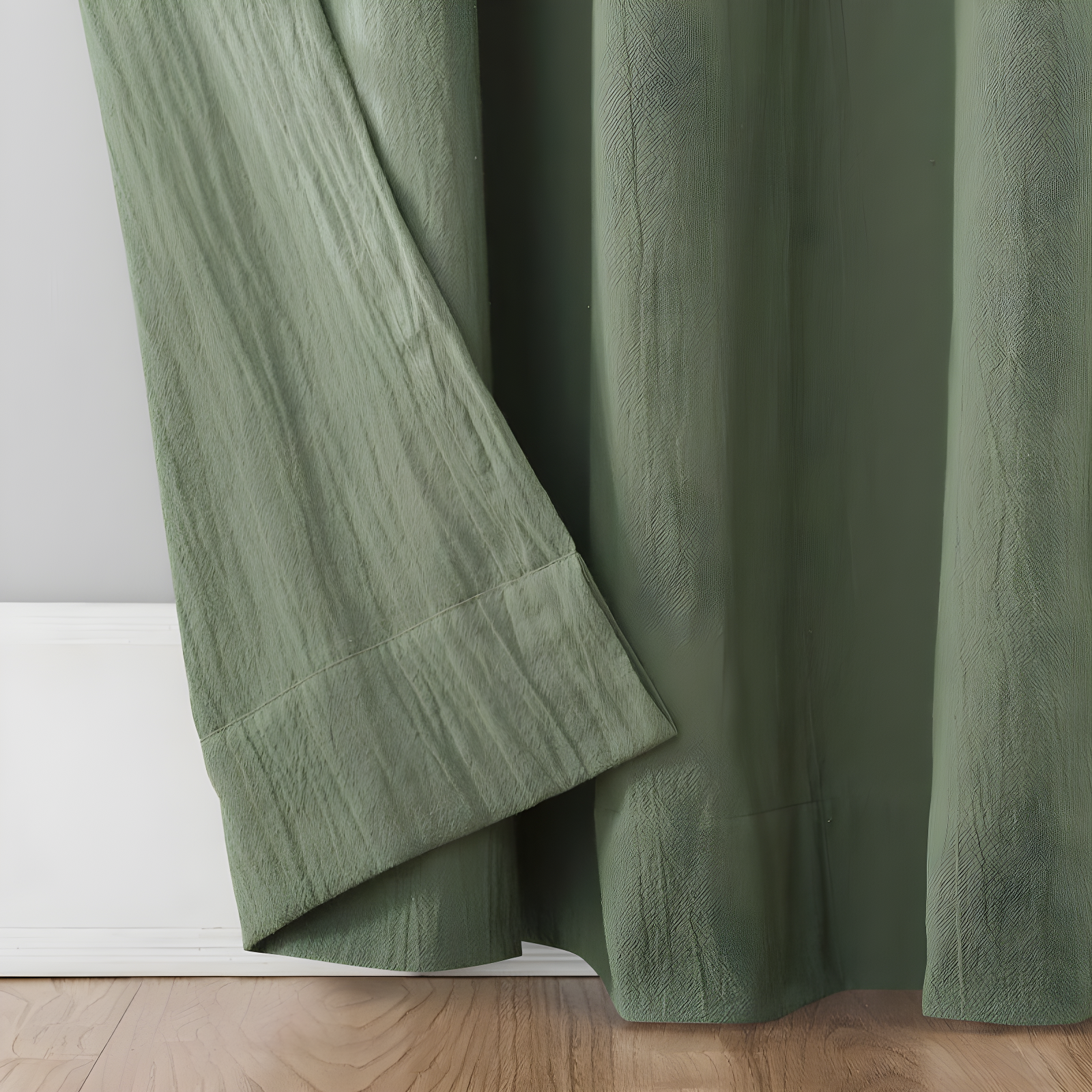 52"x84" Archaeo Light Filtering Washed Cotton Twist Tab Curtain Panel Moss Green: Transitional Window Decor