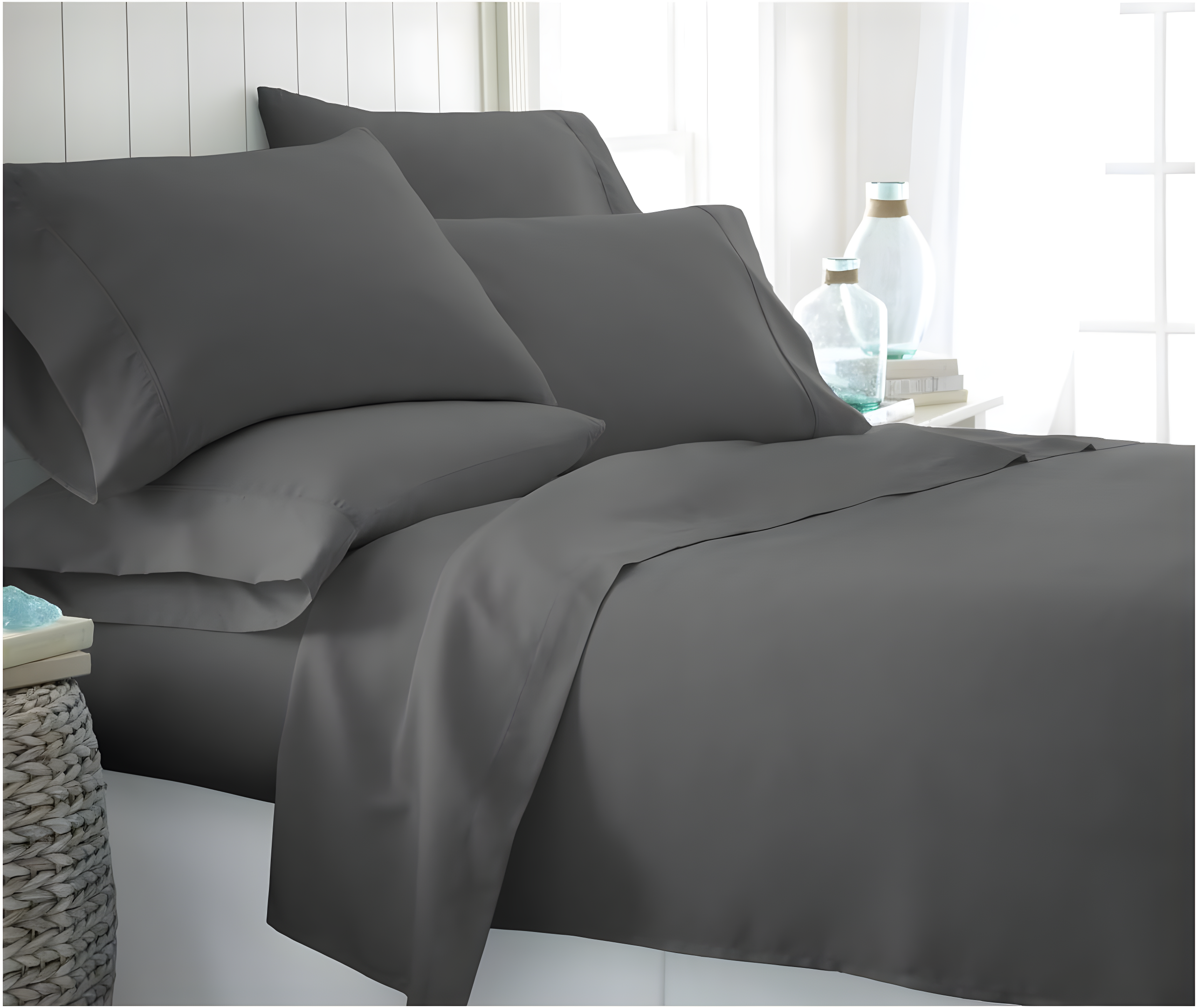 Linen Market Twin Sheet Set 4 Piece - Ultra Comfortable & Breathable Cooling Twin Bed Sheets - Deep Pocket & Wrinkle-Free Sheets Fits 16" Mattress - Extra Soft & Oeko-TEX Certified - Gray