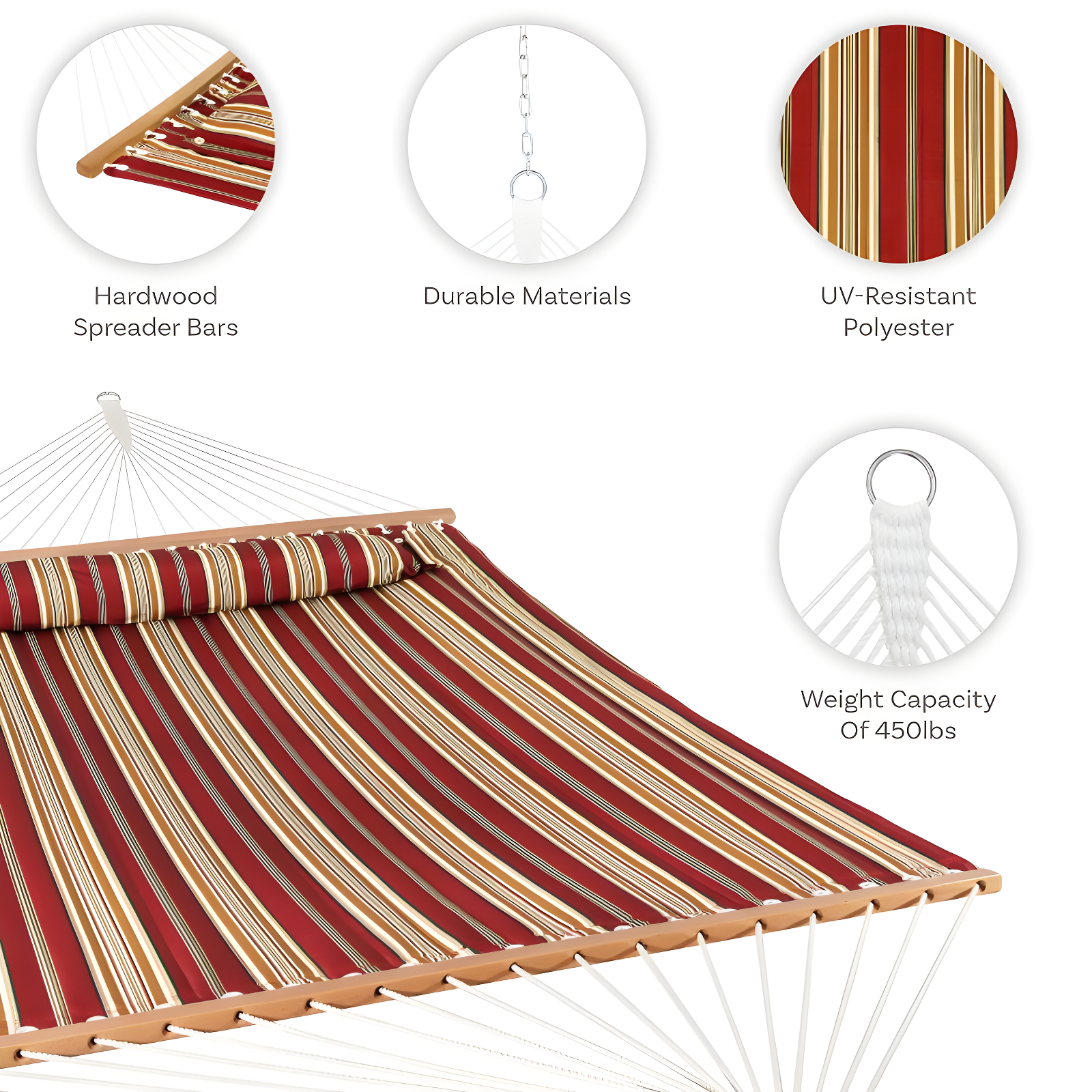 2-Person Quilted Polyester Spreader Bar Hammock