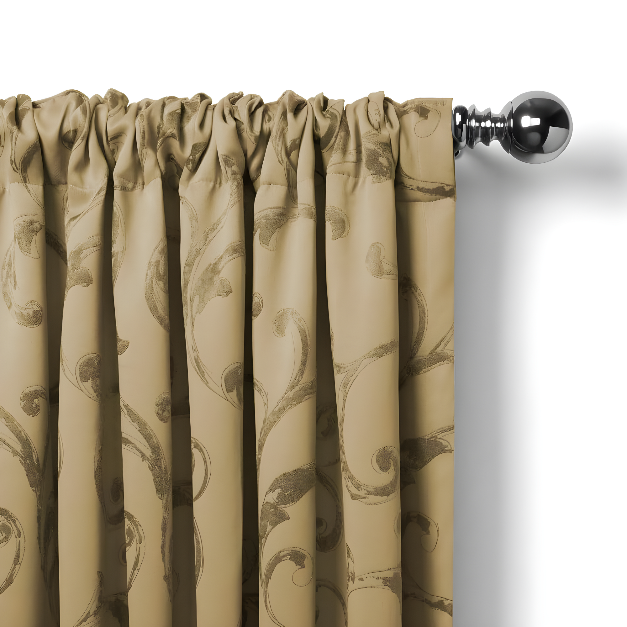 Mia Jacquard Scroll Blackout Window Curtain Panel - 52" x 95" - Gold - Elrene Home Fashions