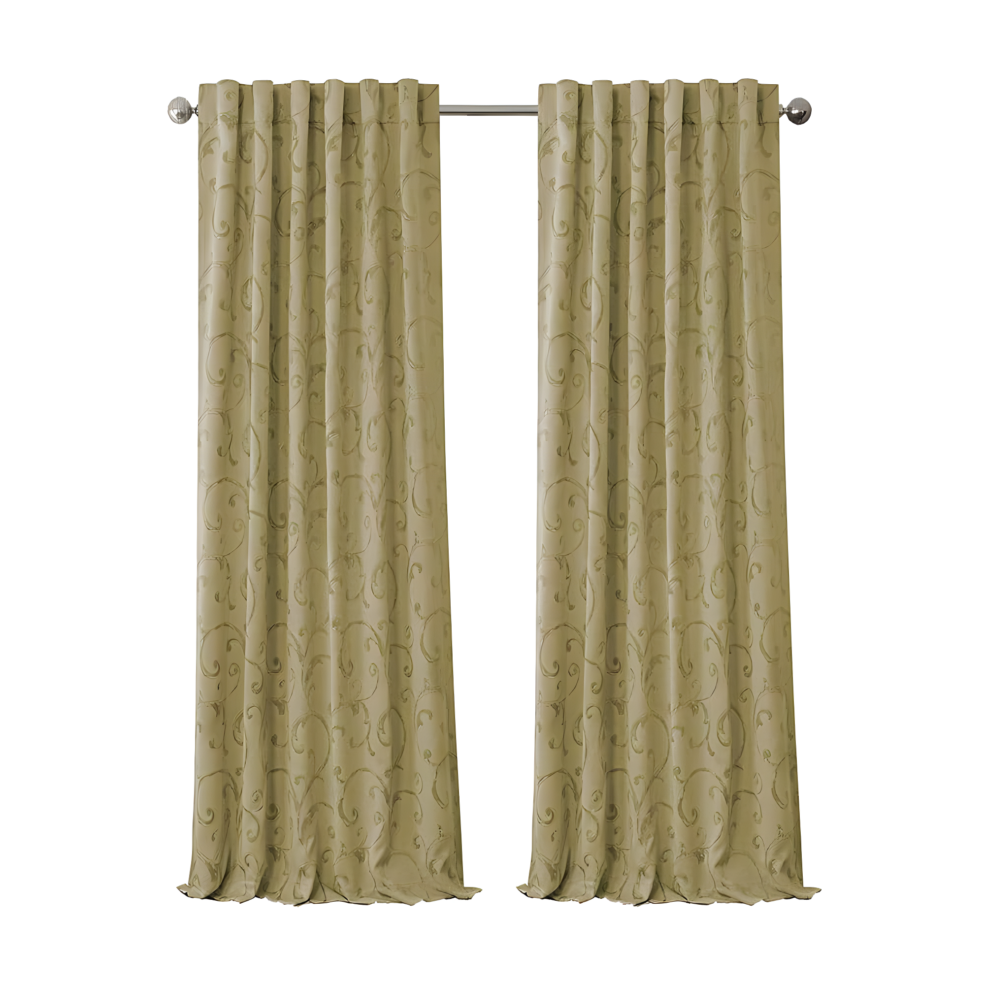 Mia Jacquard Scroll Blackout Window Curtain Panel - 52" x 95" - Gold - Elrene Home Fashions
