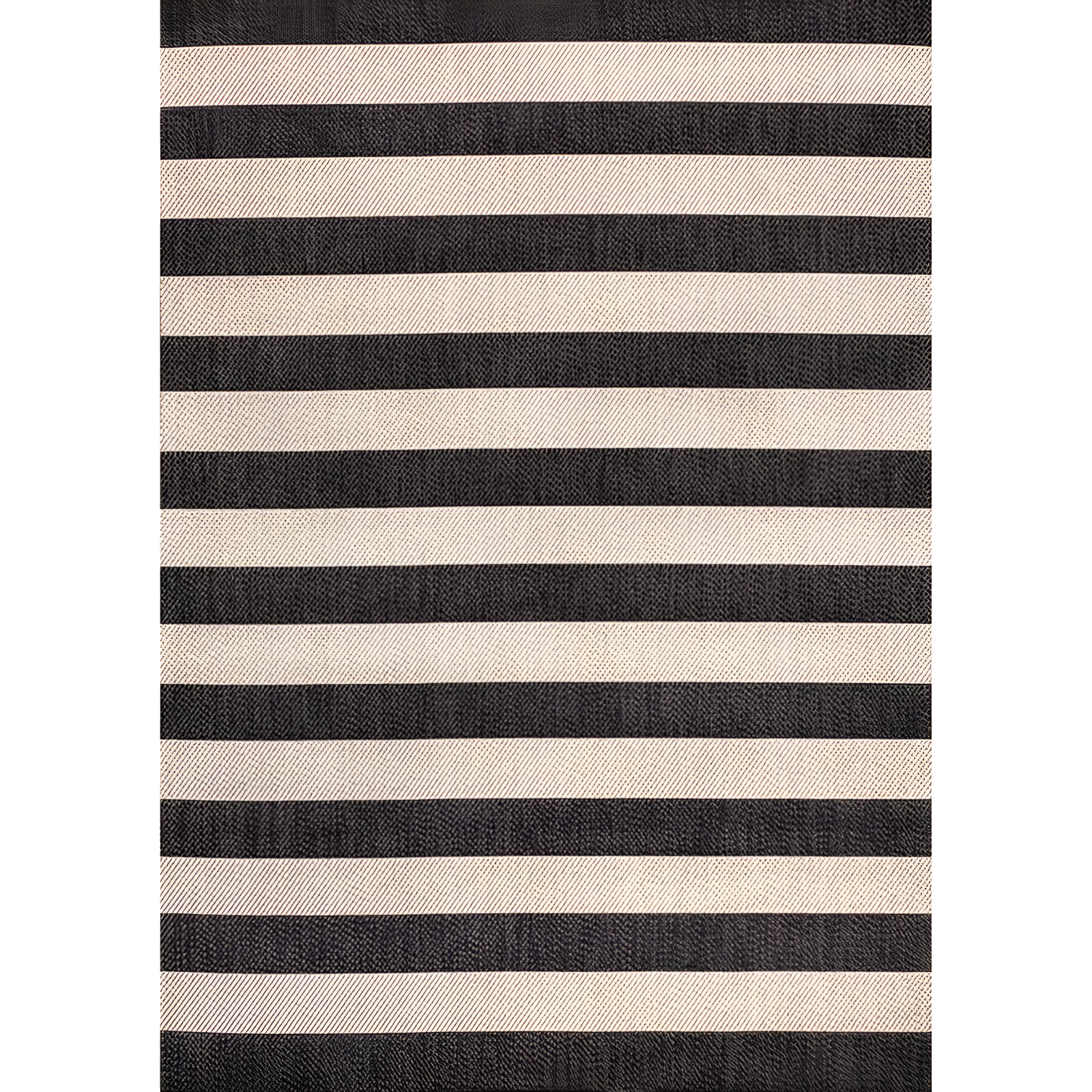 3' x 5' Negril Two-Tone Wide Stripe Indoor/Outdoor Area Rug, Black/Beige - JONATHAN Y